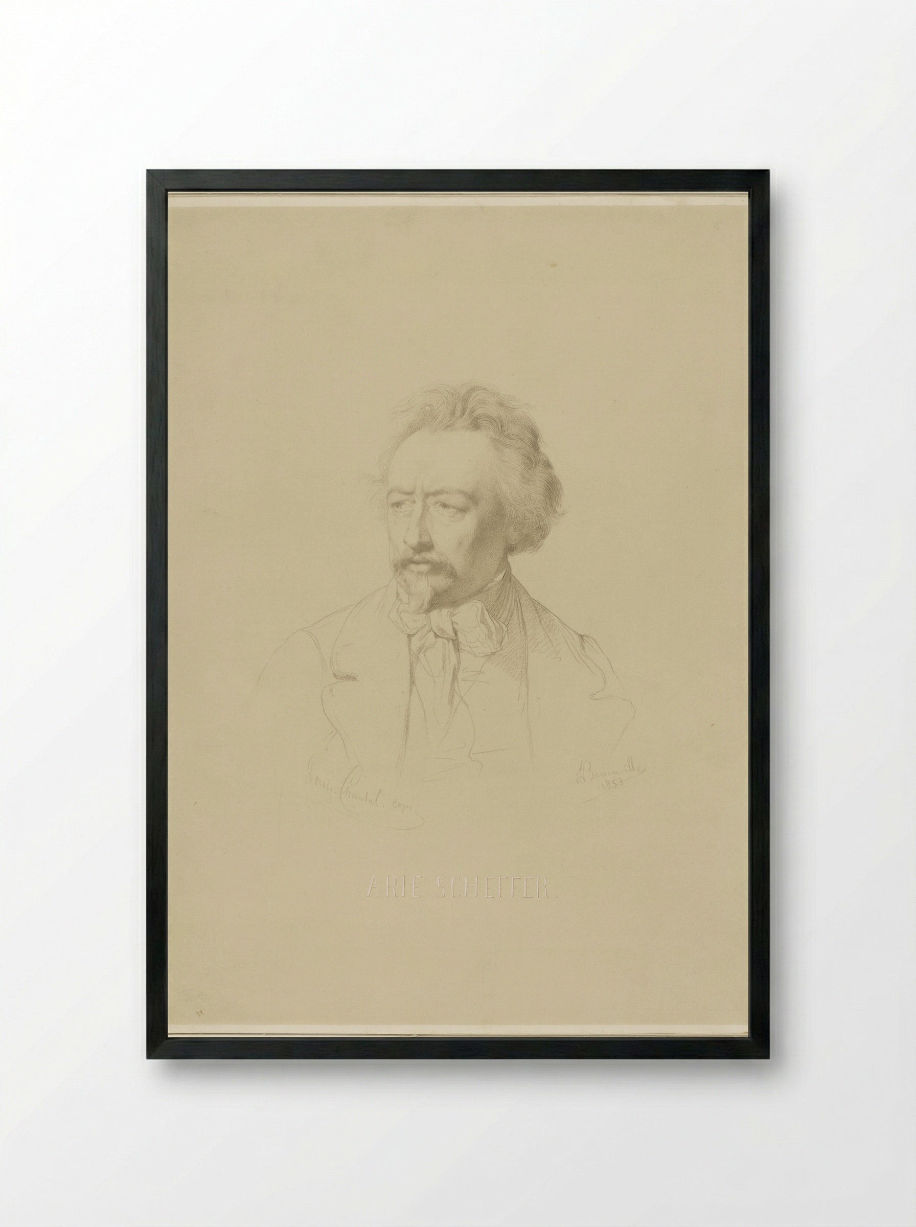 Portrait of Ary Scheffer - Louis Chantal - Framed Print Black