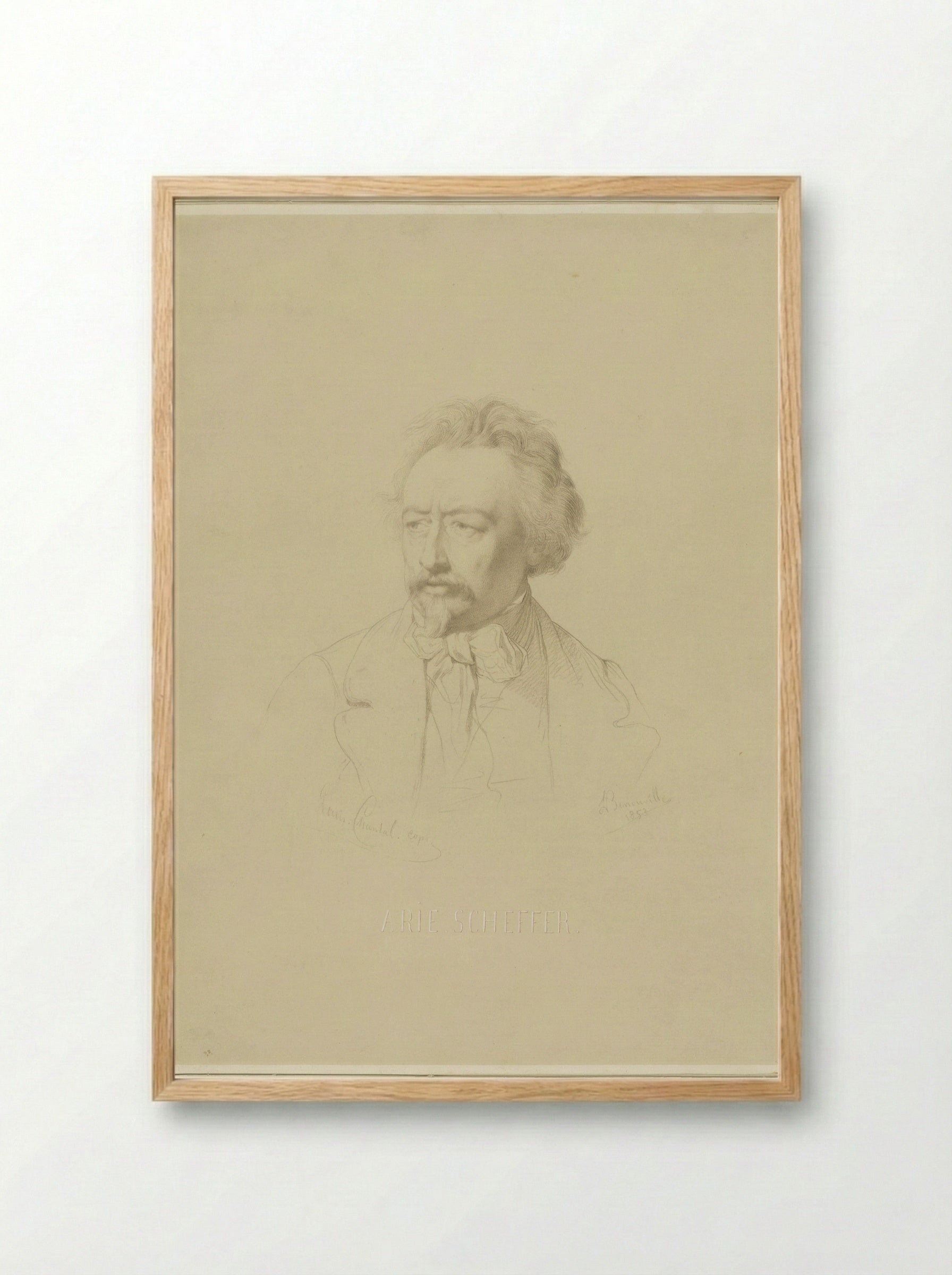 Portrait of Ary Scheffer - Louis Chantal - Framed Print Wood