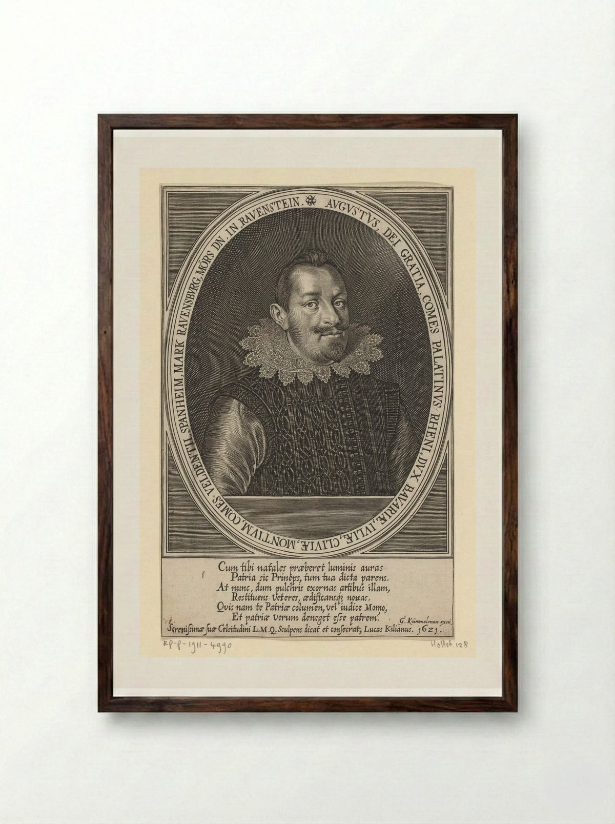 Portrait of August, Count Palatine of Sulzbach - Lucas Kilian - Framed Print Dark Wood