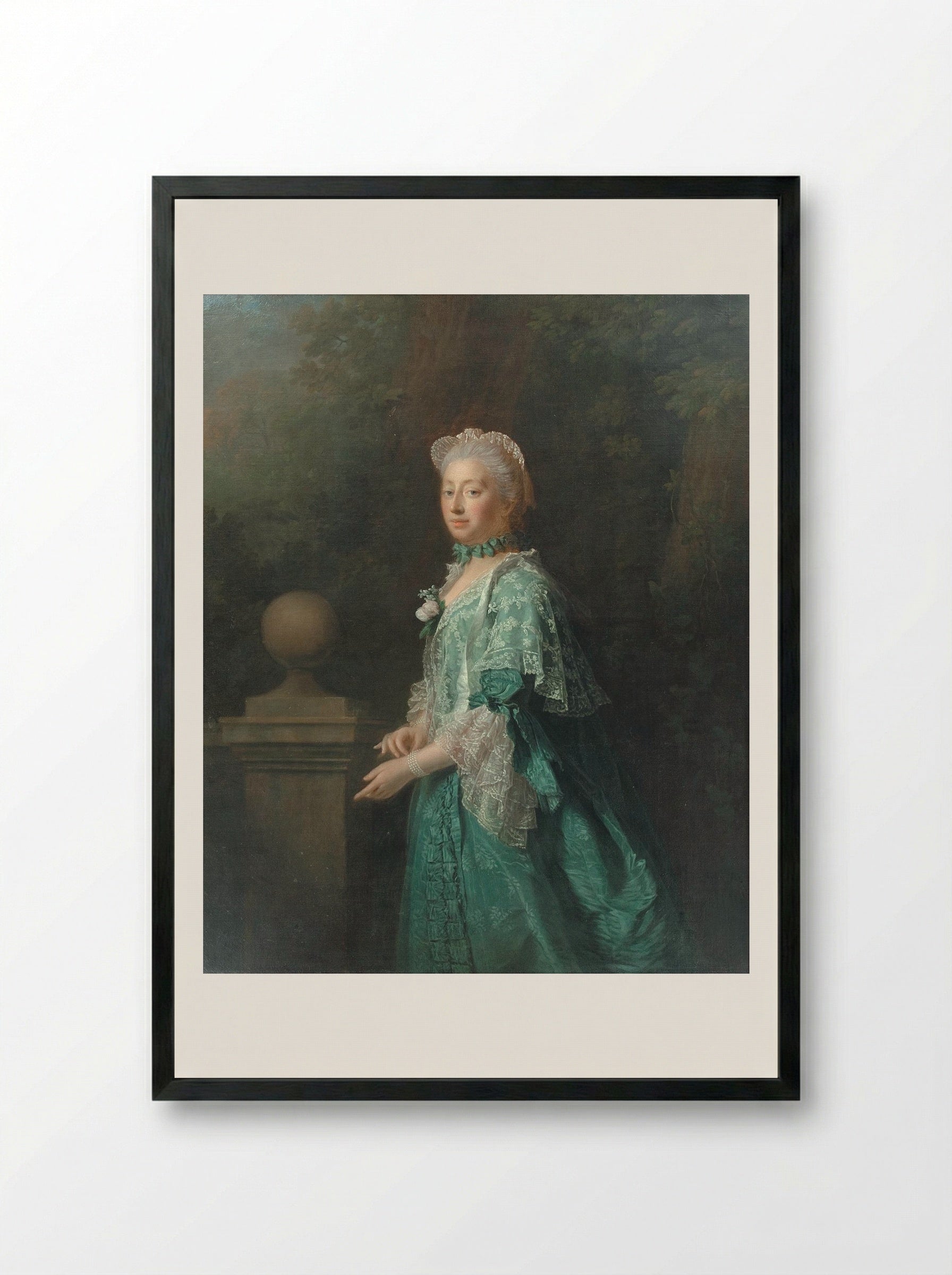 Portrait of Augusta of Saxe-Gotha, Princess of Wales - Allan Ramsay - Framed Print Black