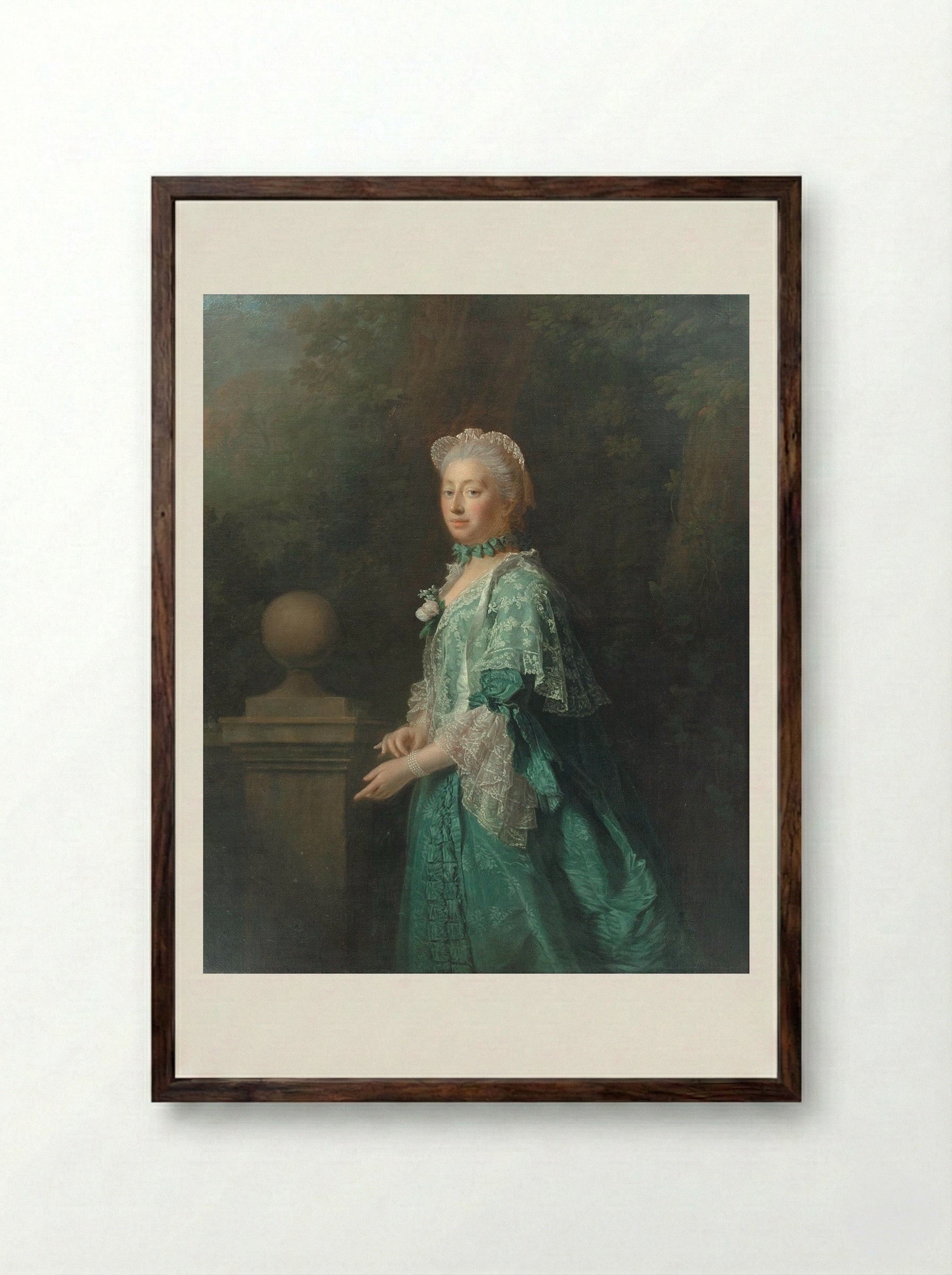 Portrait of Augusta of Saxe-Gotha, Princess of Wales - Allan Ramsay - Framed Print Dark Wood