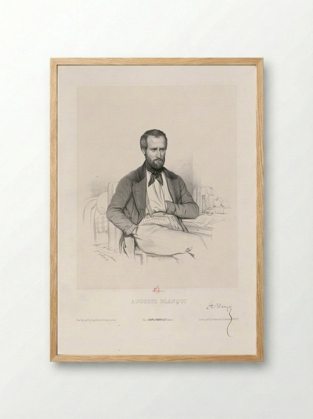 Portrait of Auguste Blanqui - Marie Alexandre Alophe - Framed Print Wood