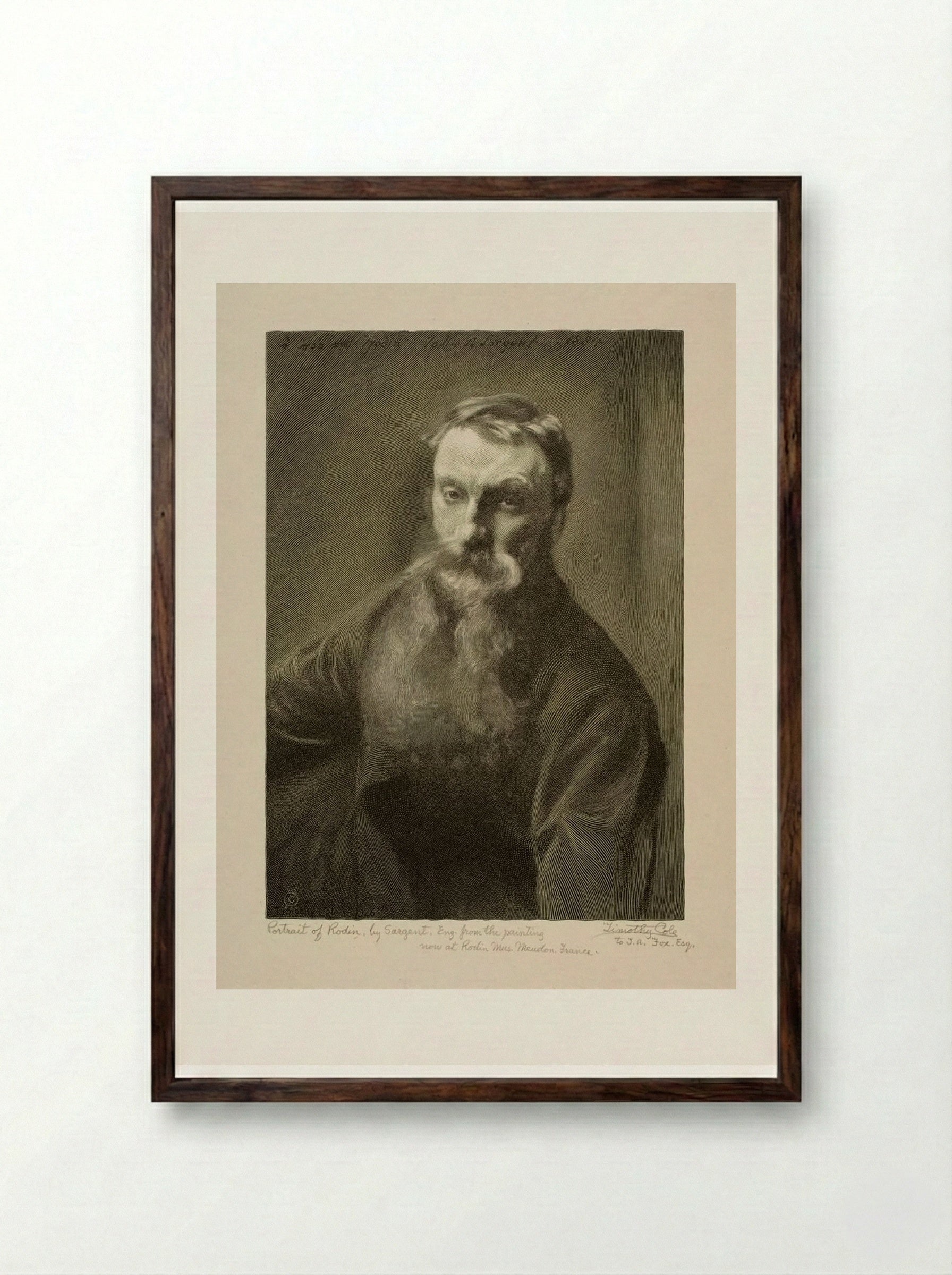 Portrait of Auguste Rodin - Timothy Cole - Framed Print Dark Wood