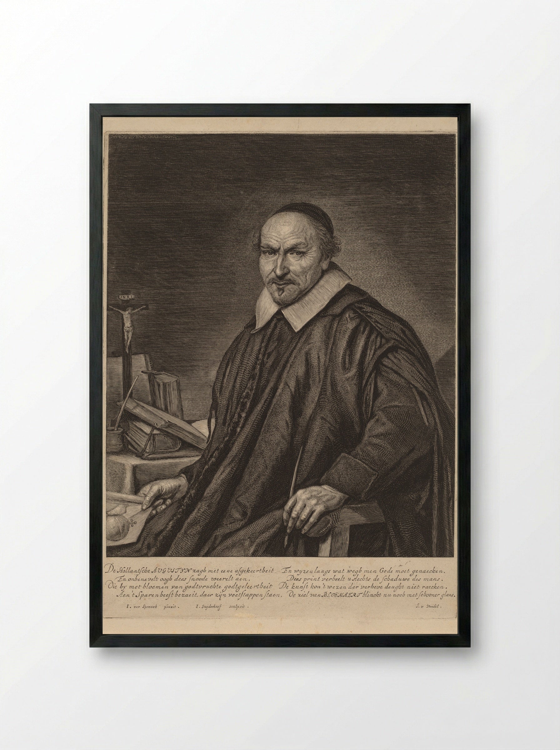 Portrait of Augustyn Bloemaert - Jonas Suyderhoef - Framed Print Black