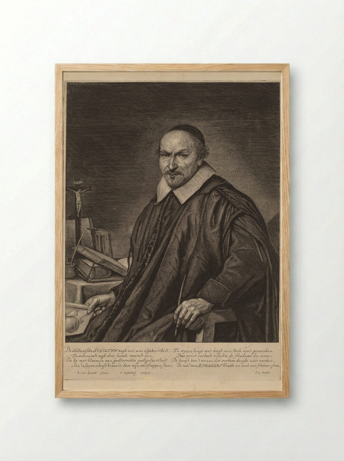 Portrait of Augustyn Bloemaert - Jonas Suyderhoef - Framed Print Wood