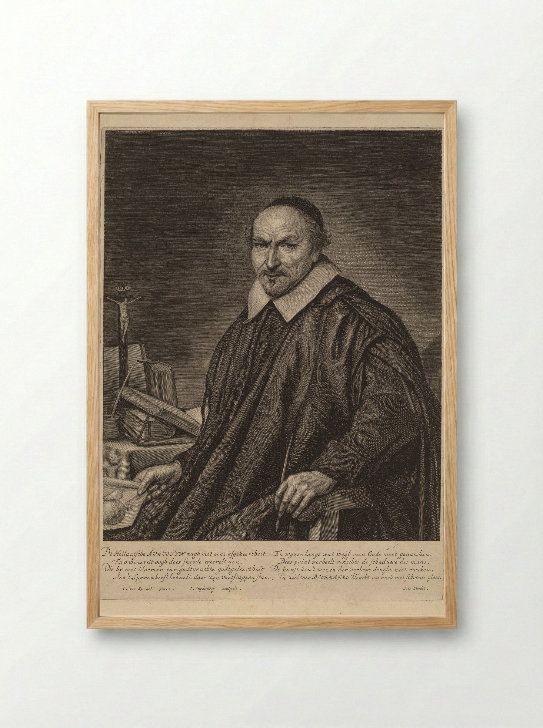 Portrait of Augustyn Bloemaert - Jonas Suyderhoef - Framed Print Wood