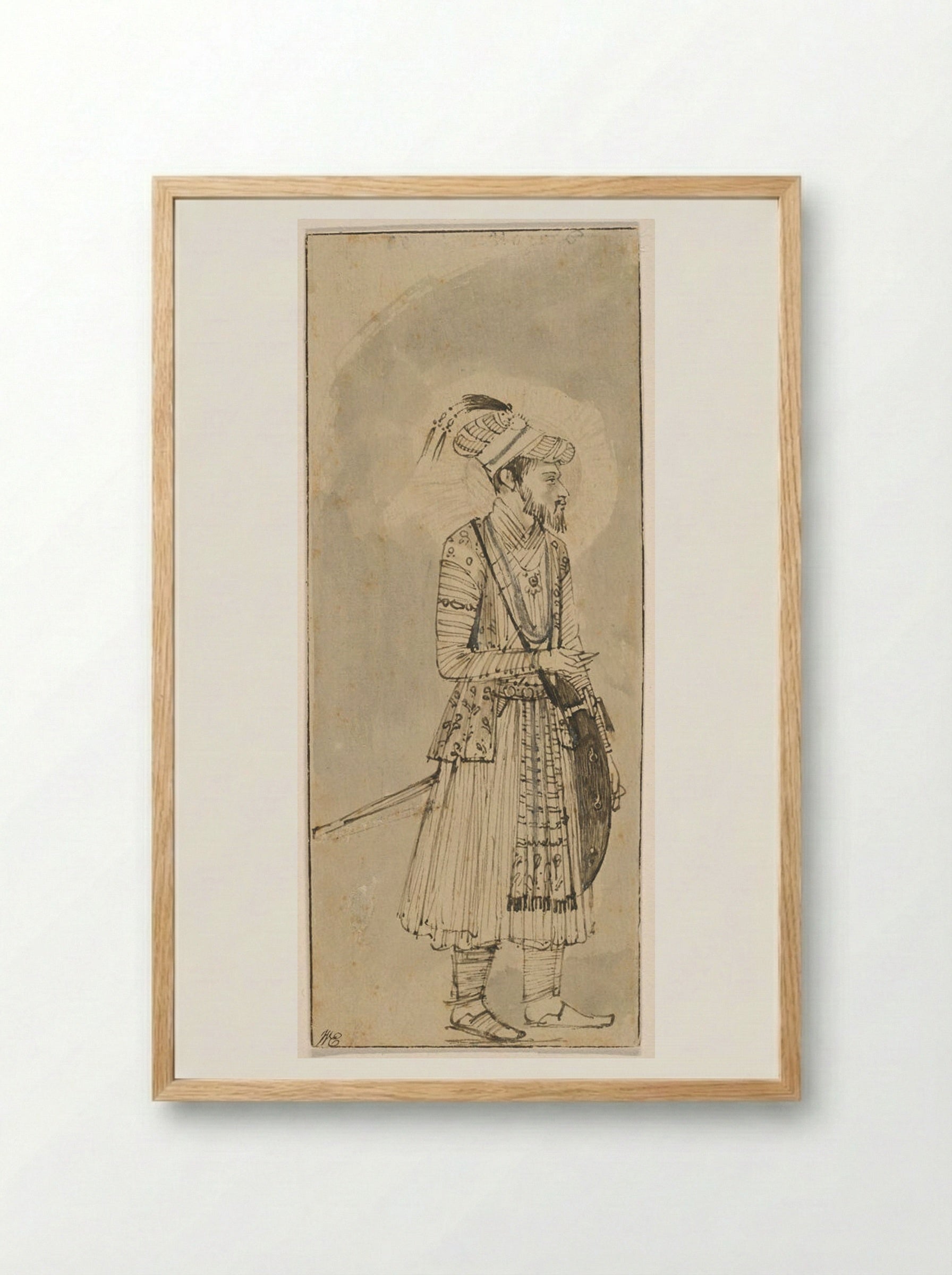 Portrait of Aurangzeb (after a Mughal painting) - Rembrandt Harmensz. van Rijn - Framed Print Wood