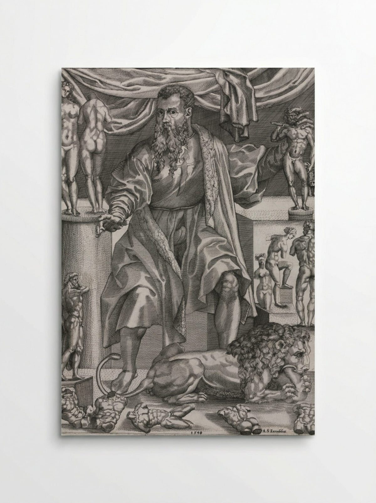 Portrait of Baccio Bandinelli with Lion - Nicolo della Casa - Poster