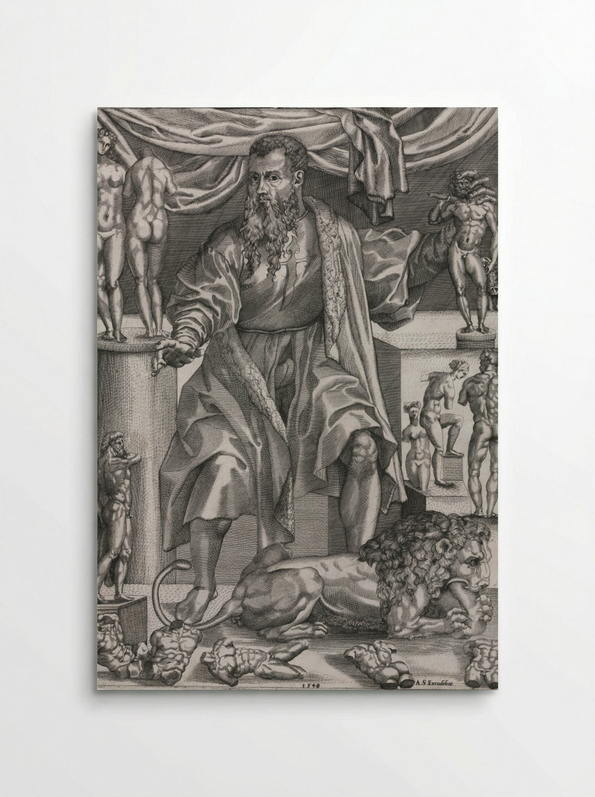 Portrait of Baccio Bandinelli with Lion - Nicolo della Casa - Poster