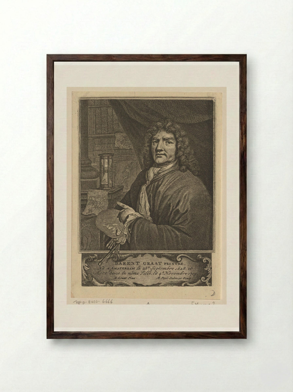 Portrait of Barend Graat - Matthijs Pool - Framed Print Dark Wood