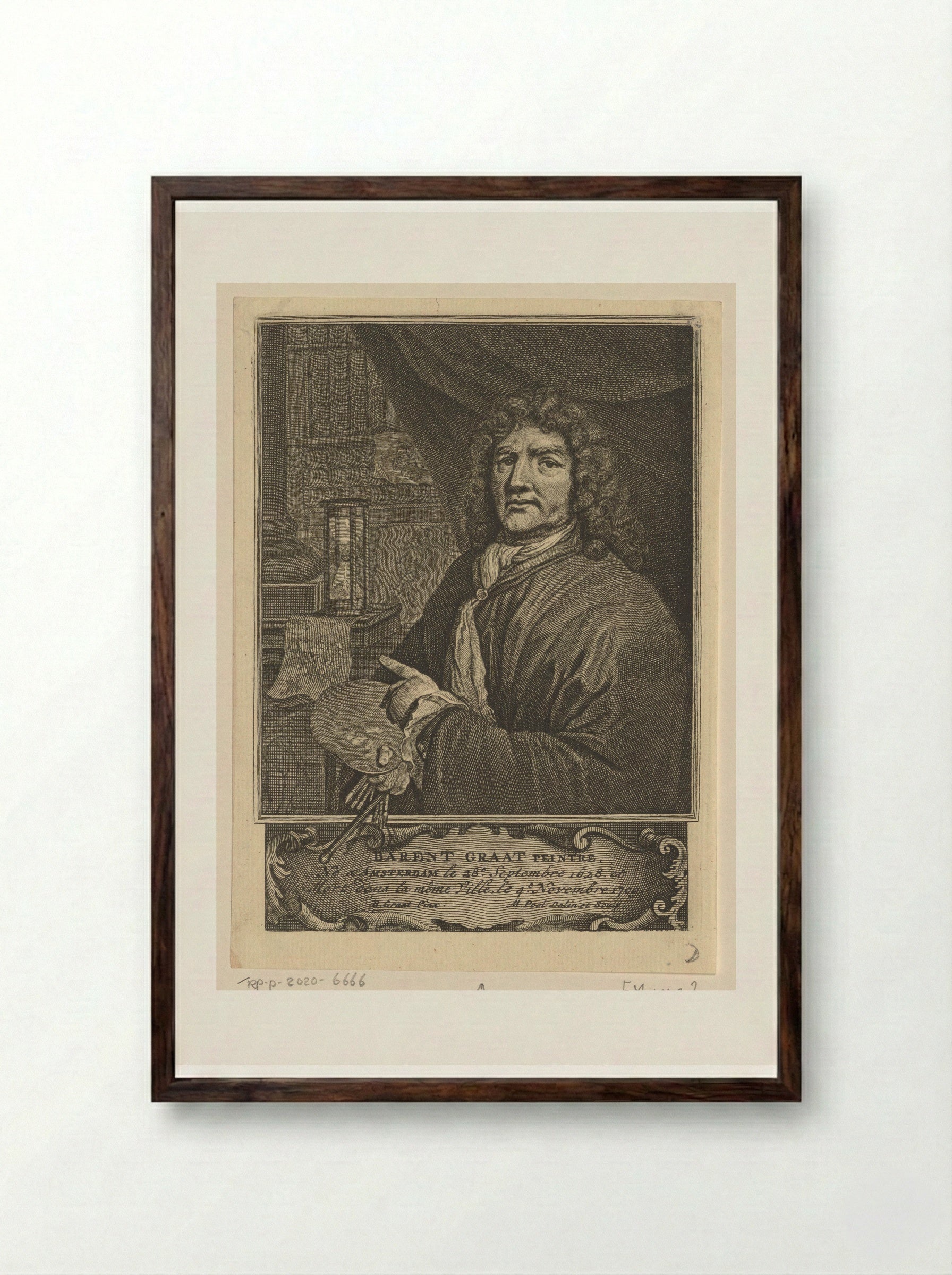 Portrait of Barend Graat - Matthijs Pool - Framed Print Dark Wood
