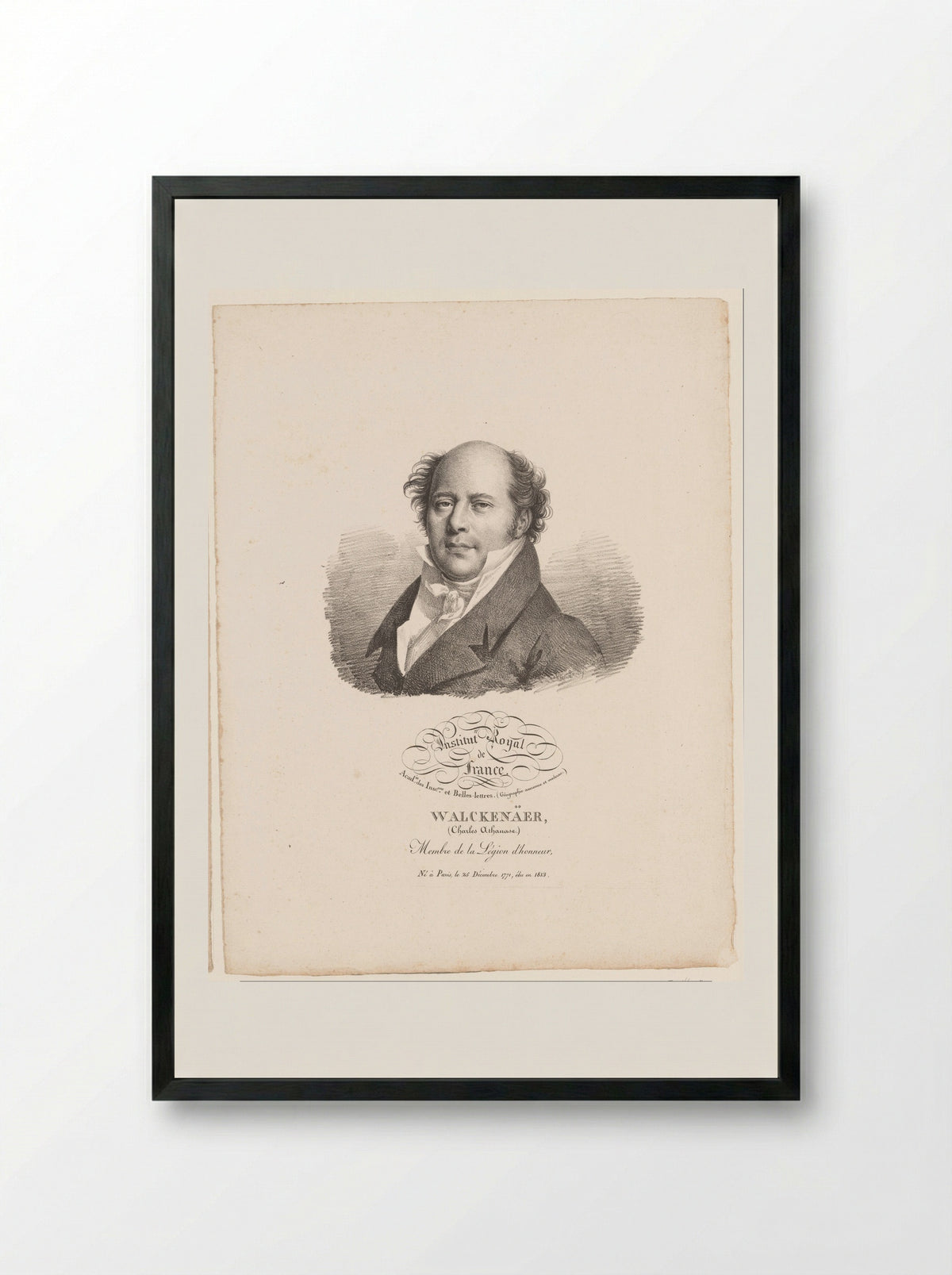 Portrait of Baron Charles Athanase Walckenaer - Antoine François Piéri-Bénard - Framed Print Black