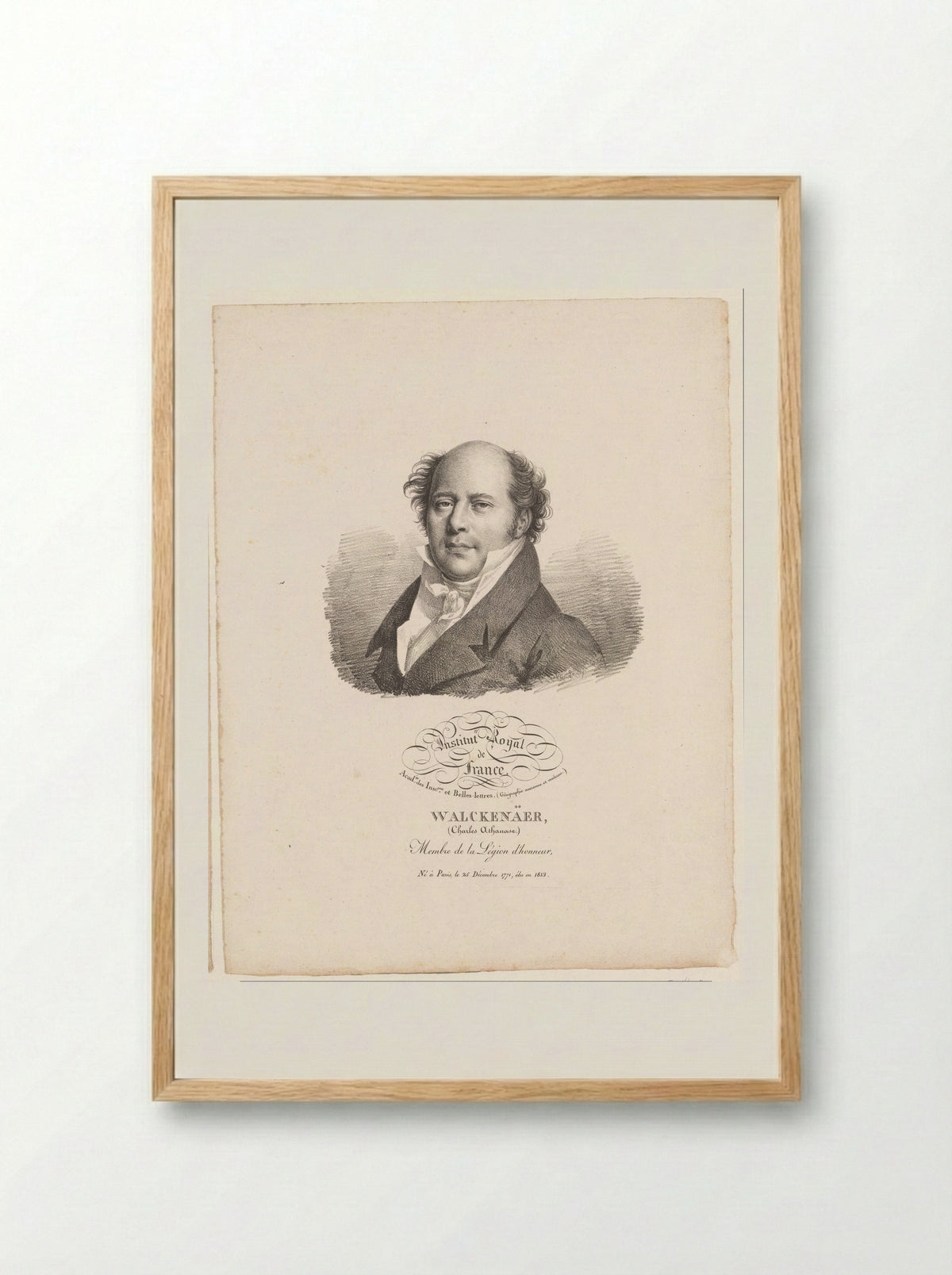 Portrait of Baron Charles Athanase Walckenaer - Antoine François Piéri-Bénard - Framed Print Wood