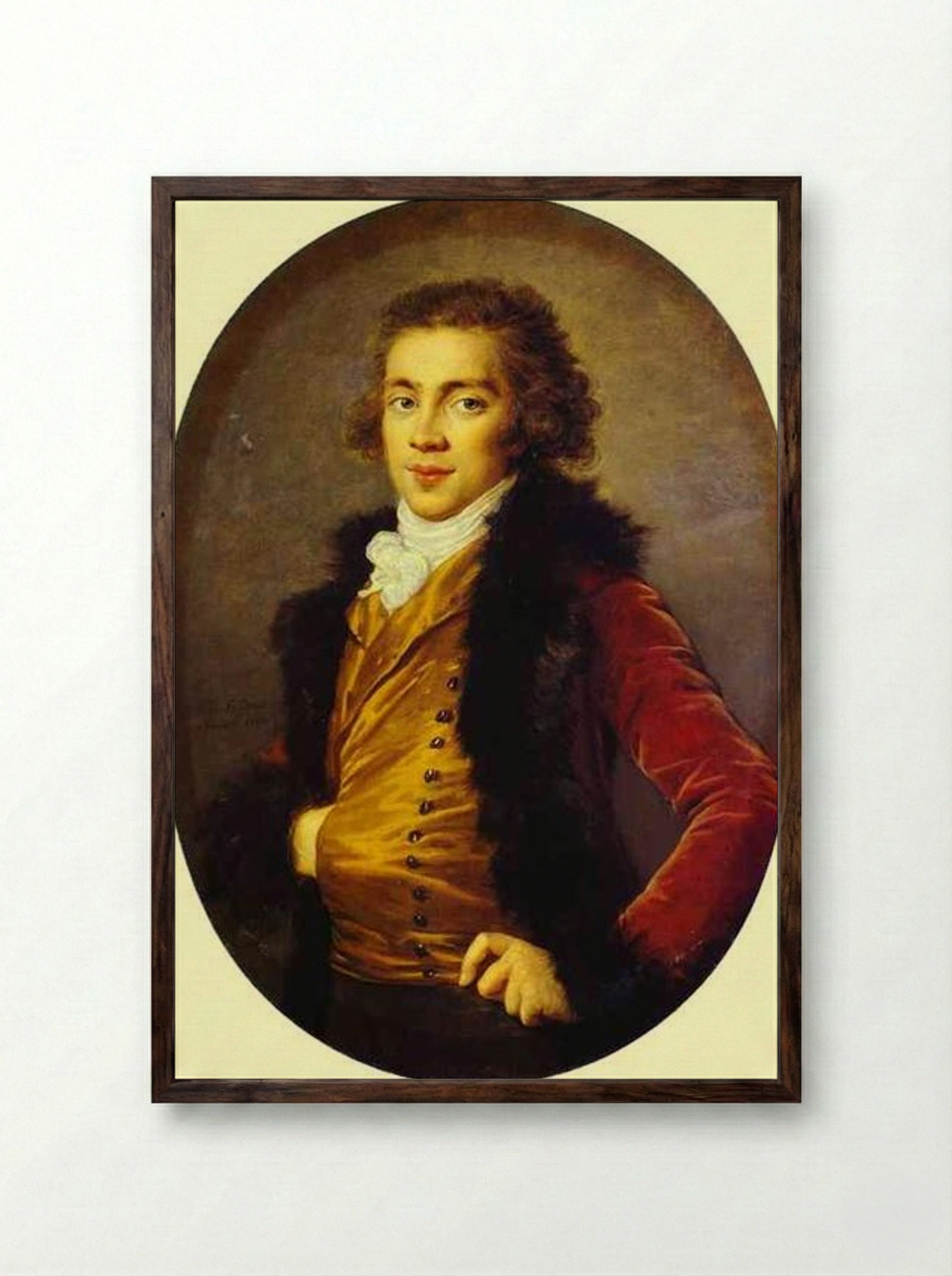 Portrait of Baron Grigory Alexandrovich Stroganoff - Louise Elisabeth Vigée Le Brun - Framed Print Dark Wood