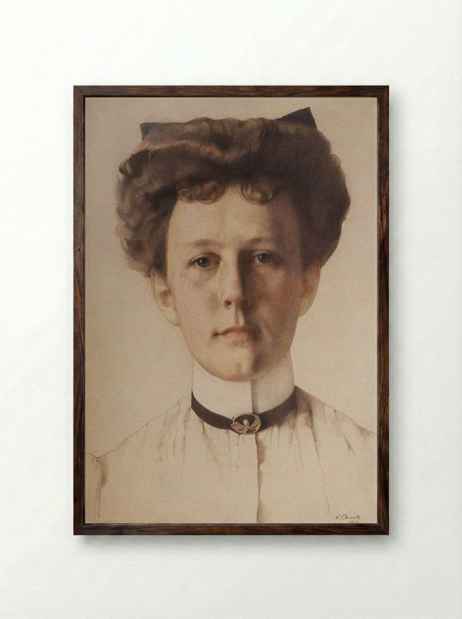 Portrait of Baroness Alexandra Nolde - Konstantin Somov - Framed Print Dark Wood