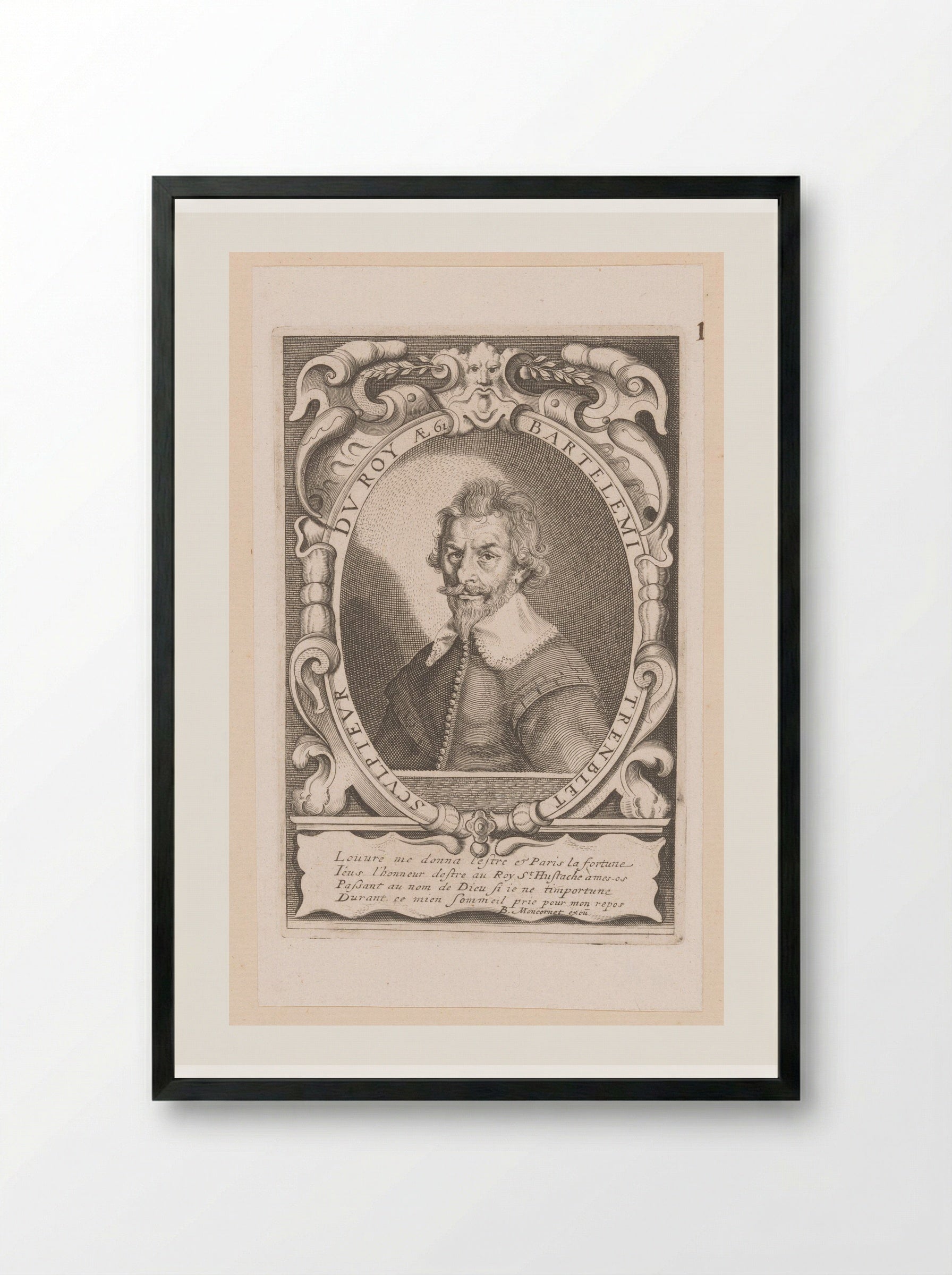 Portrait of Barthélemy Tremblet - Balthasar Moncornet - Framed Print Black