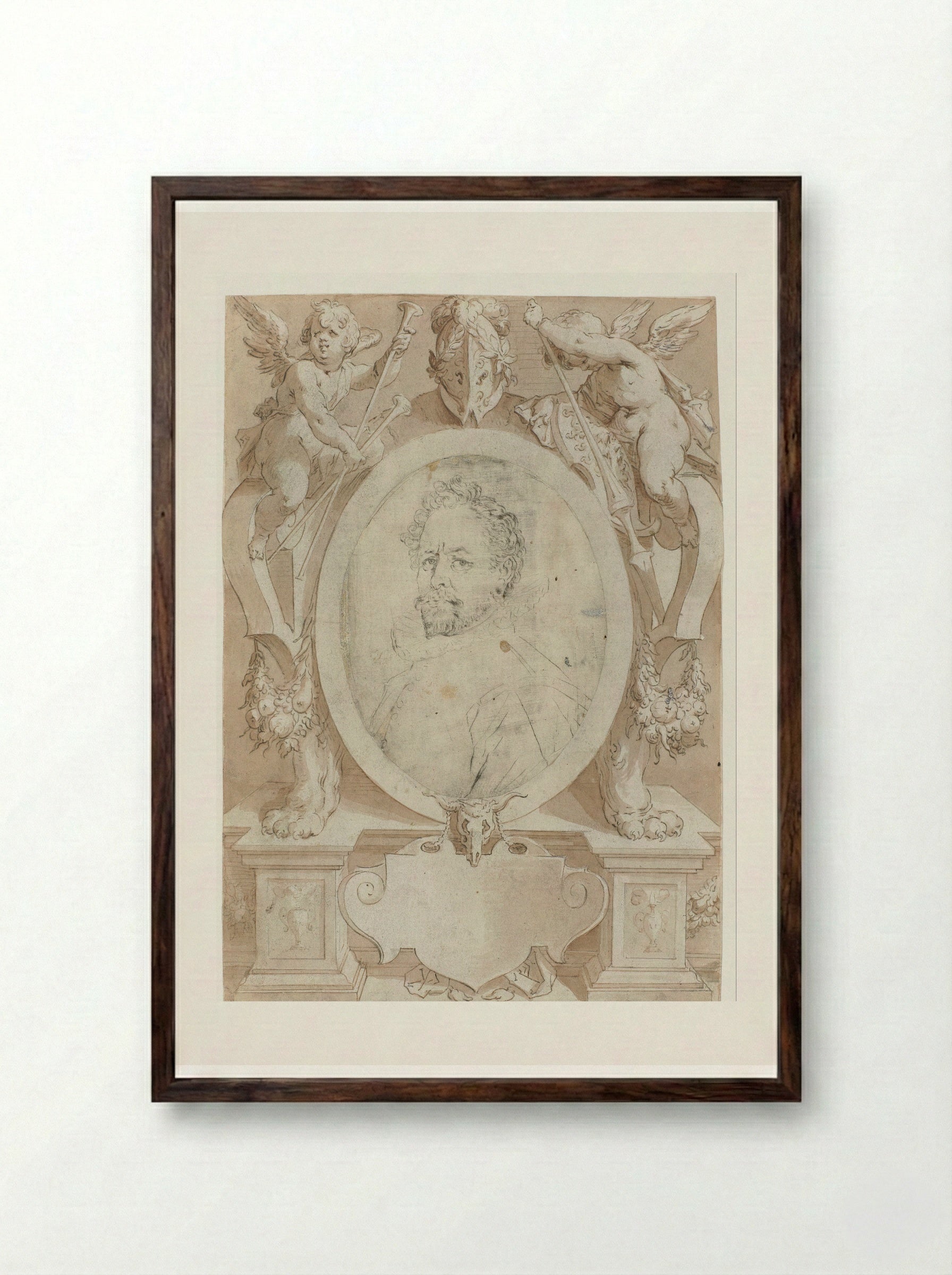 Portrait of Bartholomaeus Spranger - Jan Harmensz. Muller - Framed Print Dark Wood