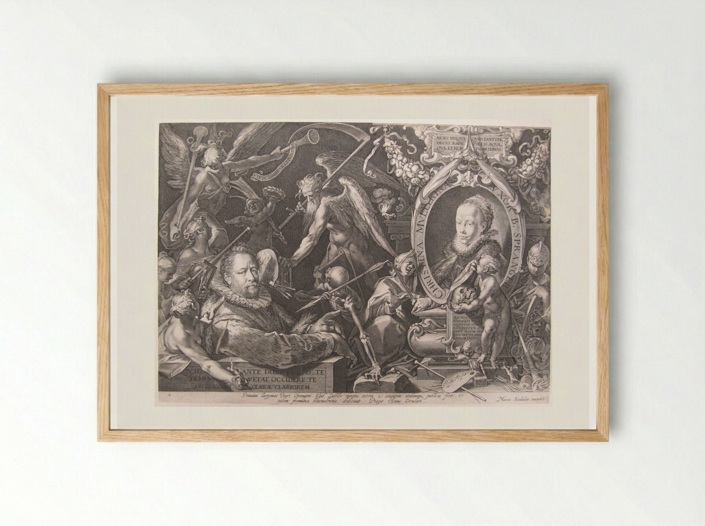 Portrait of Bartholomeus Spranger and His Deceased Wife Christina Muller - Aegidius Sadeler II - Framed Print Wood