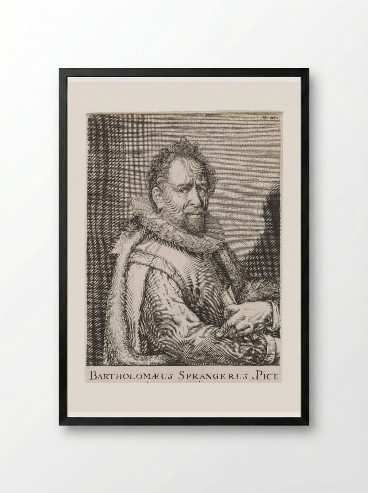 Portrait of Bartholomeus Spranger - Hendrick Hondius (I) - Framed Print Black