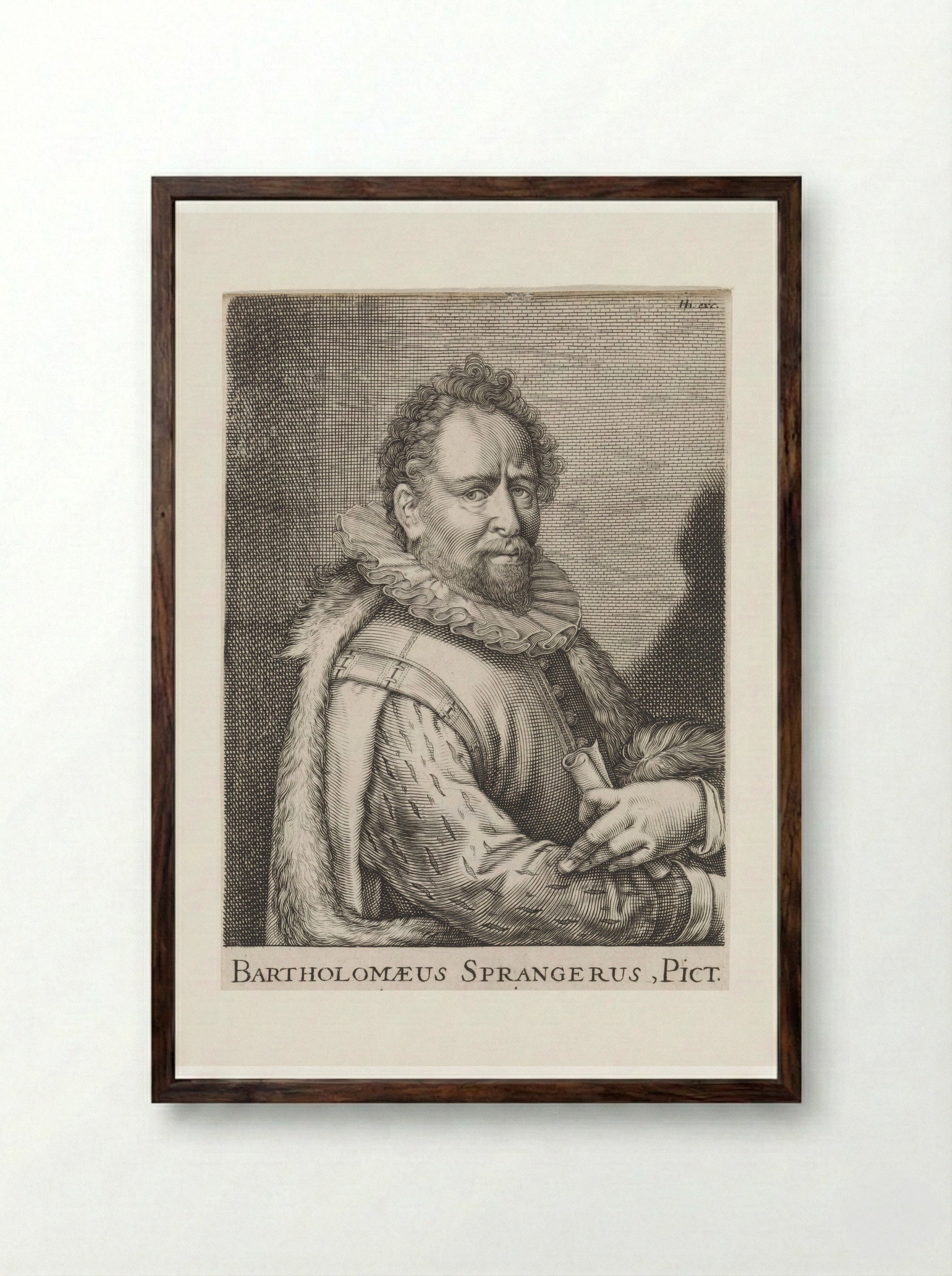 Portrait of Bartholomeus Spranger - Hendrick Hondius (I) - Framed Print Dark Wood
