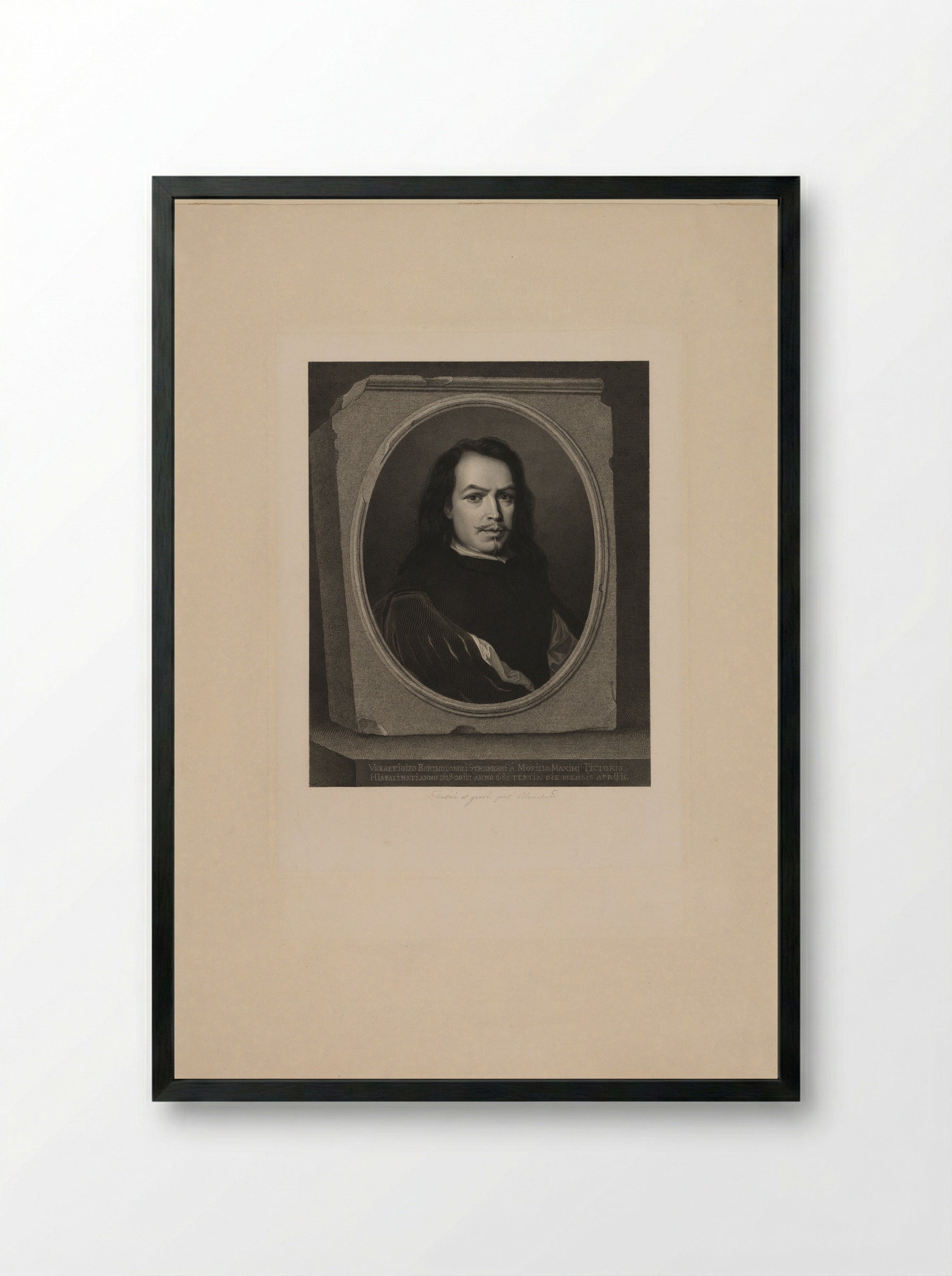 Portrait of Bartolomé Esteban Murillo - Auguste Jean Baptiste Marie Blanchard - Framed Print Black
