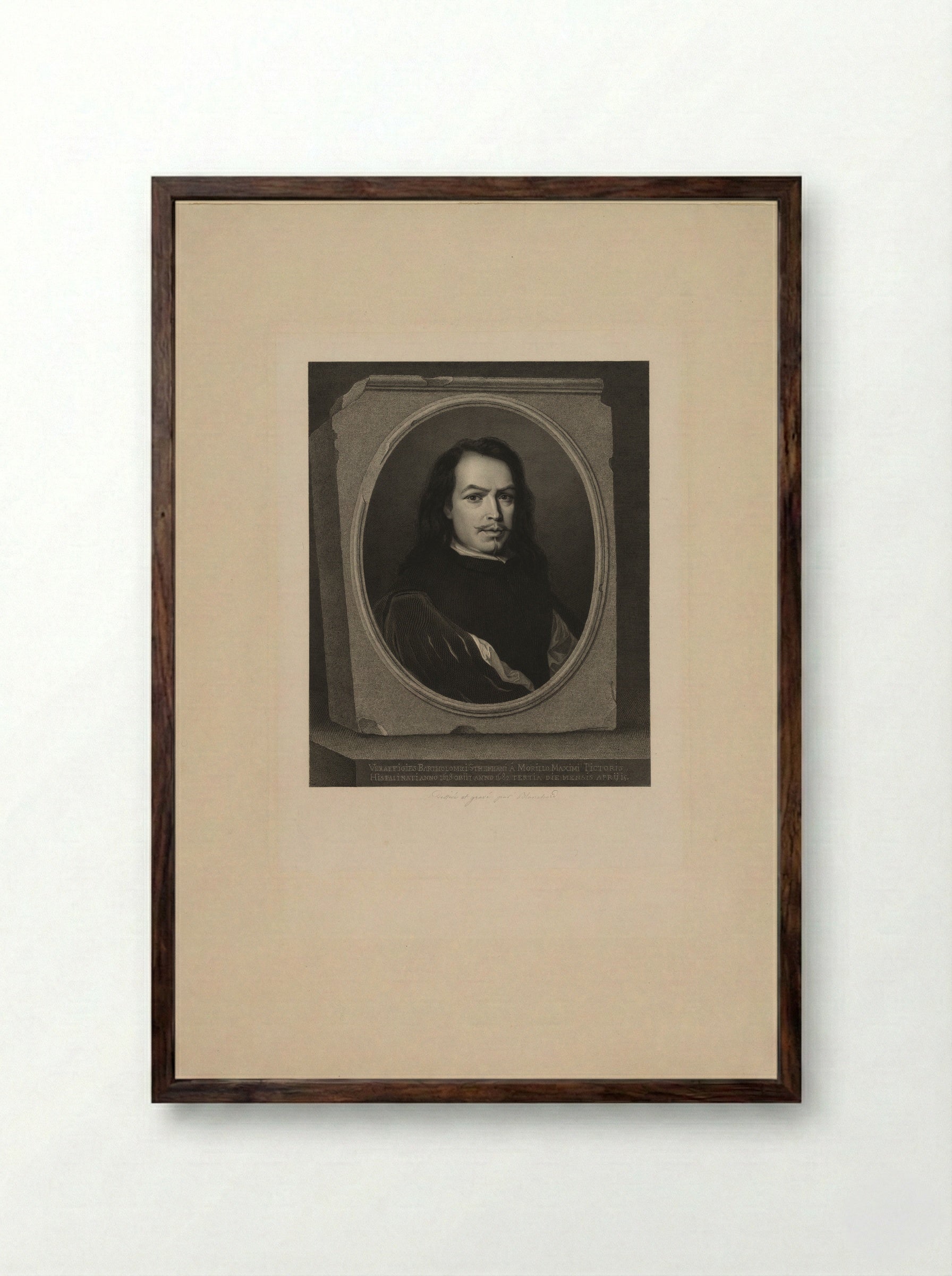 Portrait of Bartolomé Esteban Murillo - Auguste Jean Baptiste Marie Blanchard - Framed Print Dark Wood