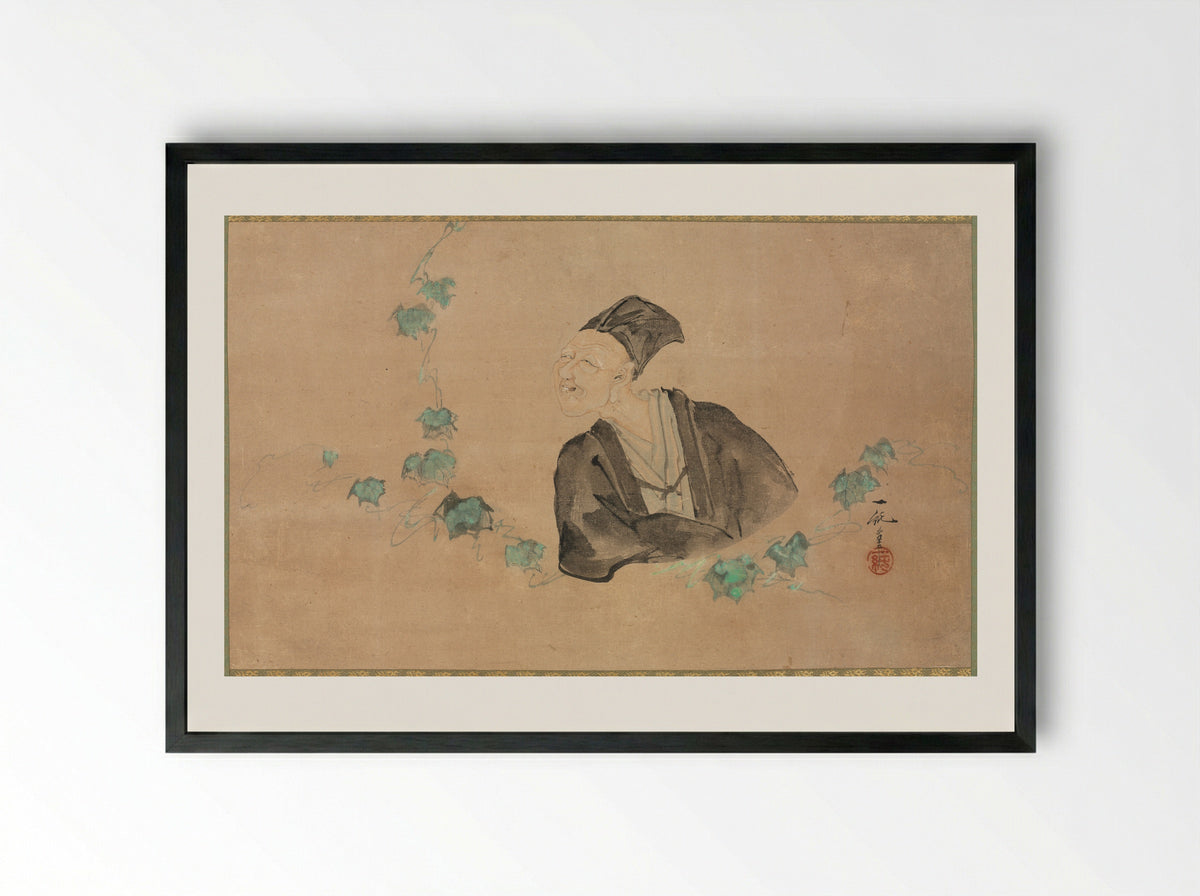 Portrait of Basho - Ichijun - Framed Print Black