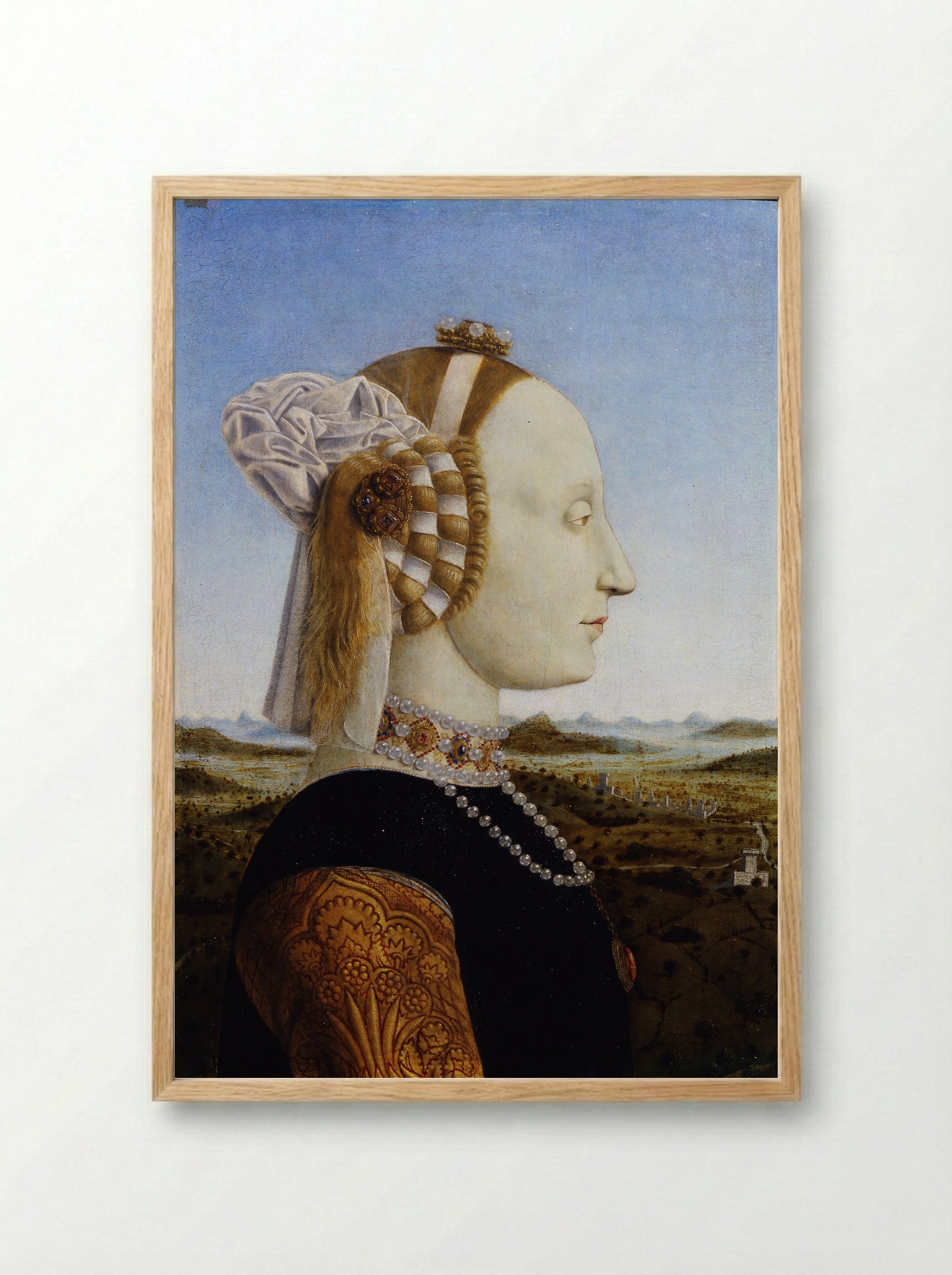 Portrait of Battista Sforza - Piero della Francesca - Framed Print Wood