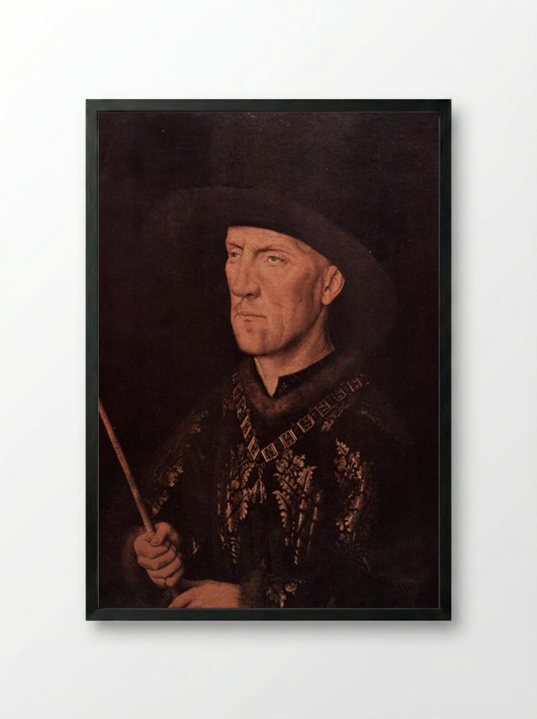 Portrait of Baudouin de Lannoy - Jan van Eyck - Framed Print Black