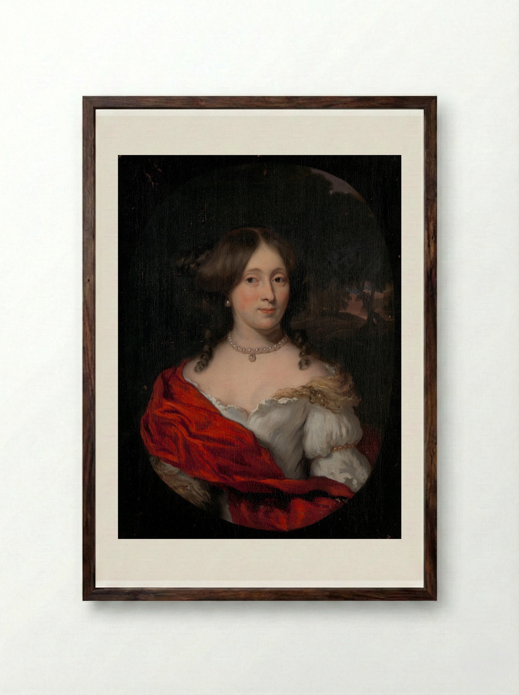 Portrait of Belichje Hulft - Nicolaes Maes - Framed Print Dark Wood