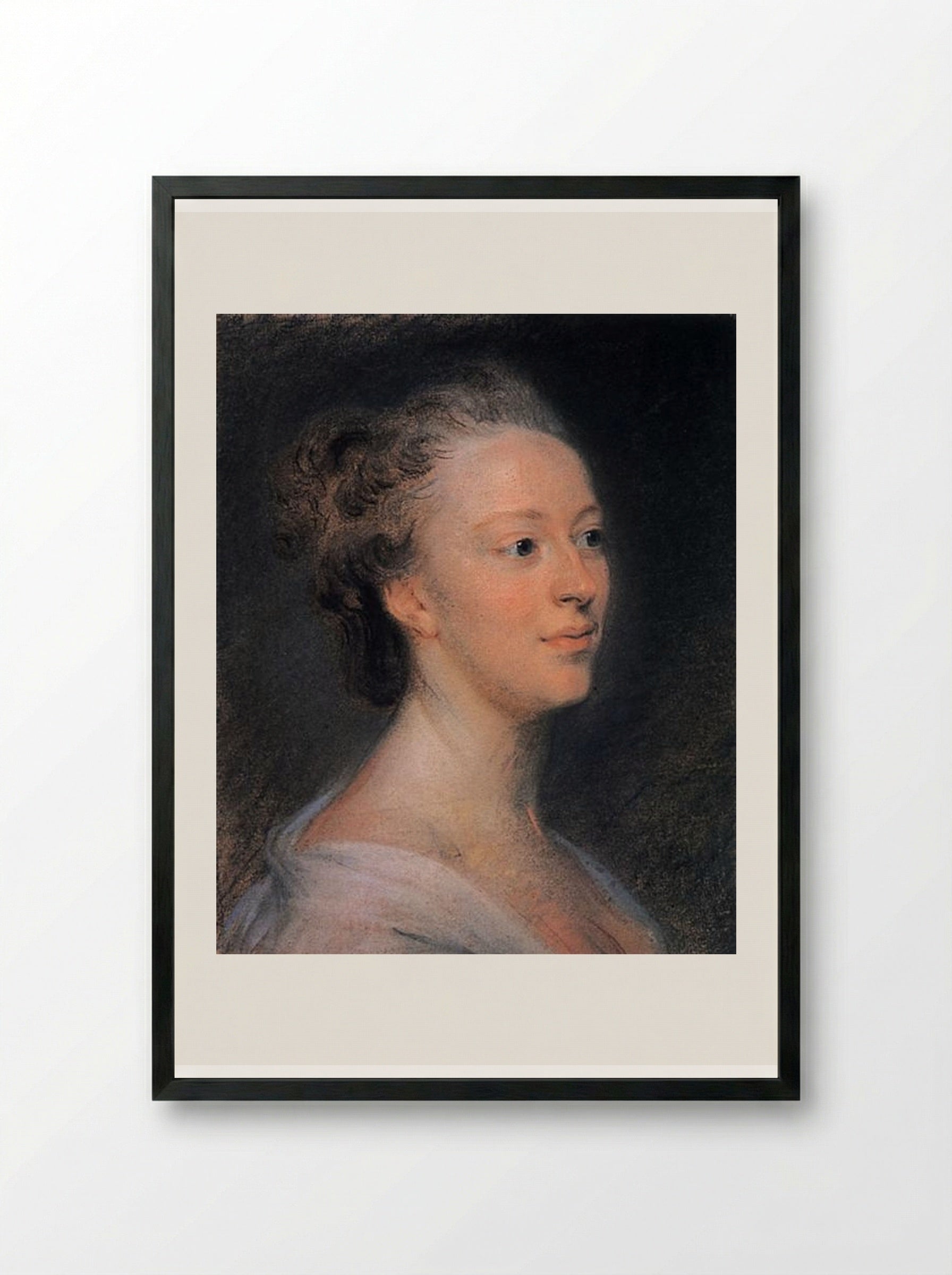 Portrait of Belle van Zuylen - Maurice Quentin de La Tour - Framed Print Black