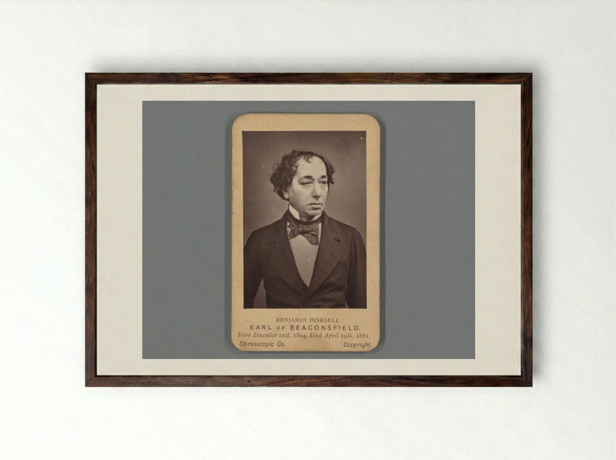 Portrait of Benjamin Disraeli - London Stereoscopic Company - Framed Print Dark Wood
