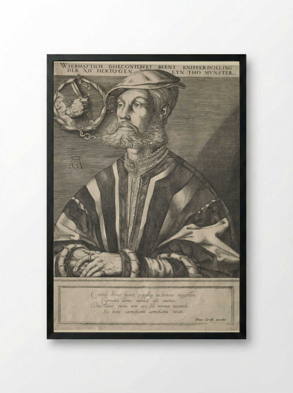 Portrait of Bernard Knipperdolling - Jan Muller - Framed Print Black