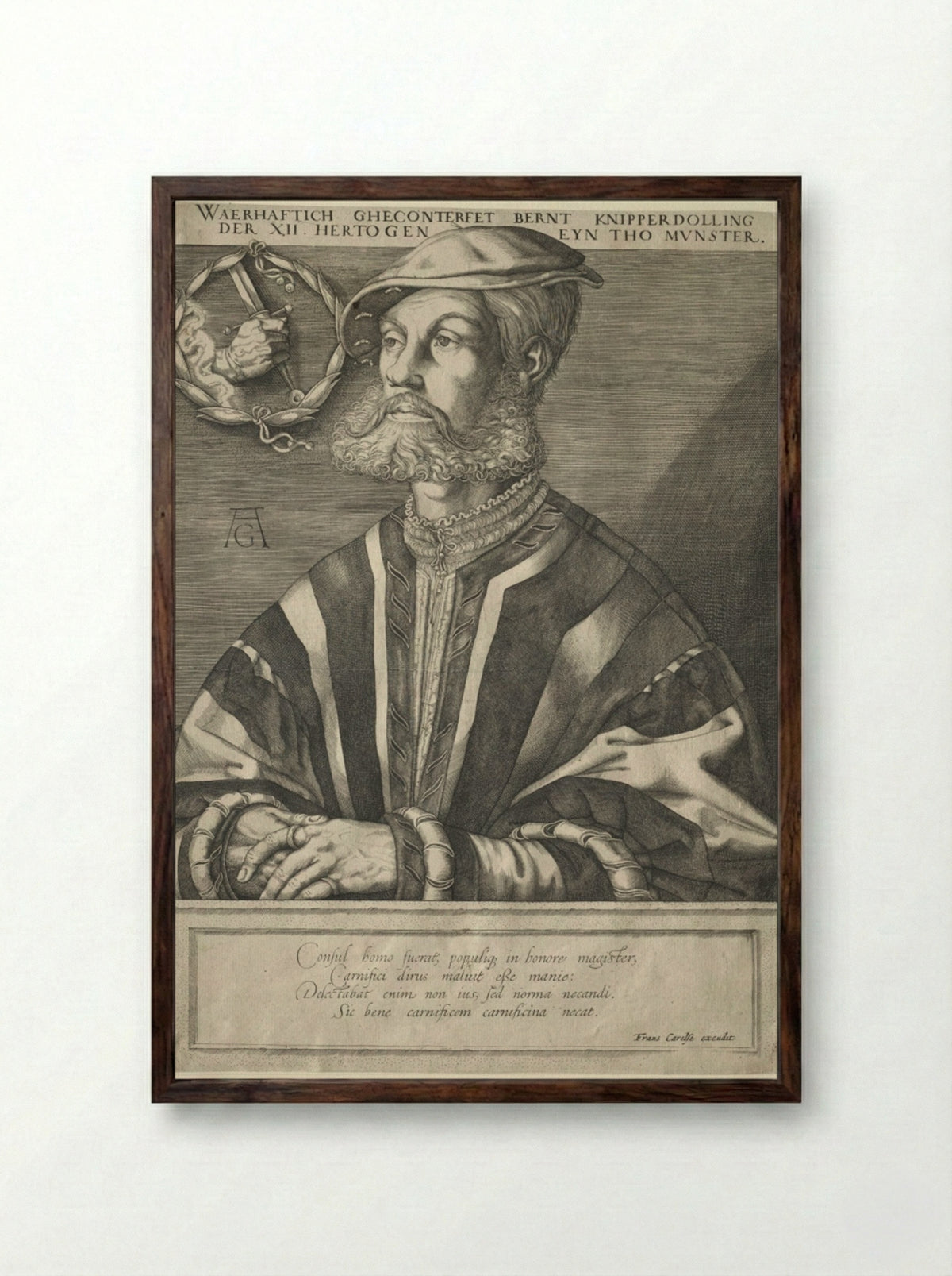 Portrait of Bernard Knipperdolling - Jan Muller - Framed Print Dark Wood