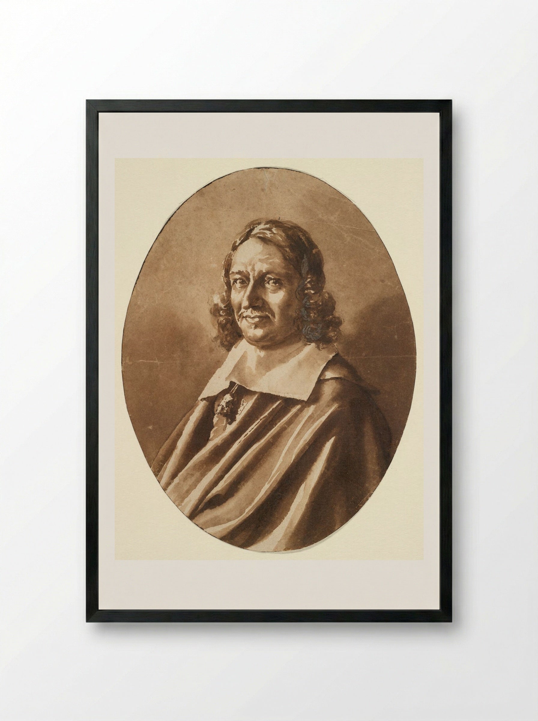 Portrait of Bernardus Somer - Jan de Bisschop - Framed Print Black
