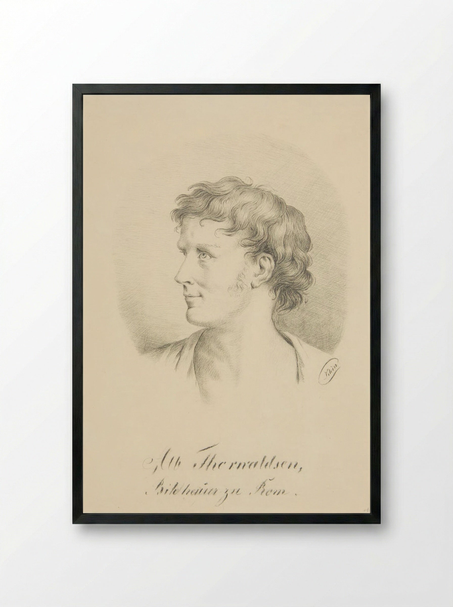 Portrait of Bertel Thorvaldsen - Johann Adam Klein - Framed Print Black