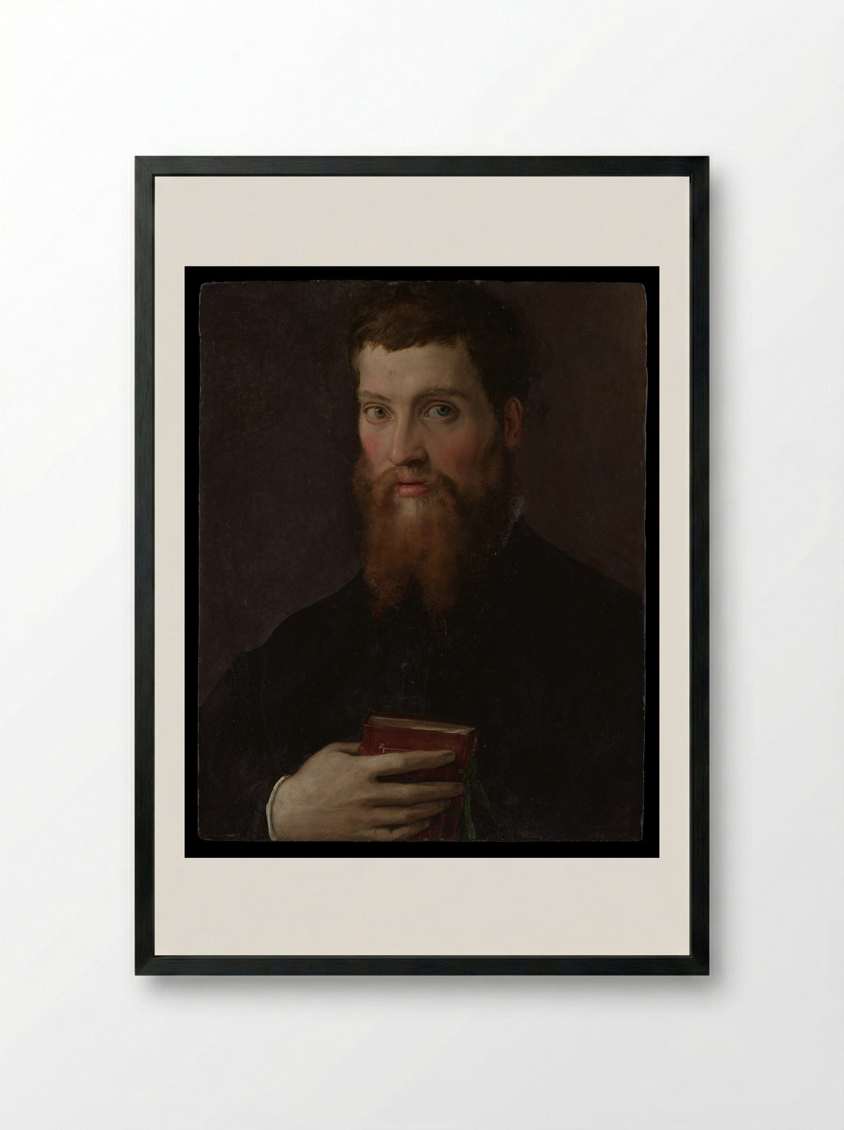 Portrait of Bindo Altoviti - Francesco Salviati - Framed Print Black