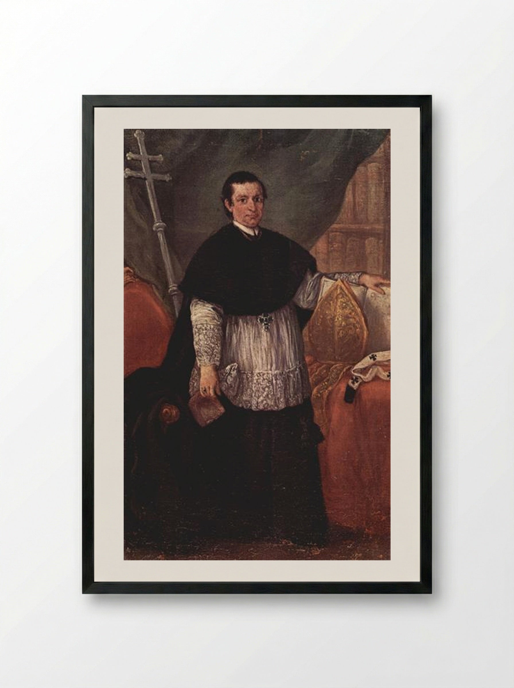 Portrait of Bishop Benedetto Ganassoni - Pietro Longhi - Framed Print Black