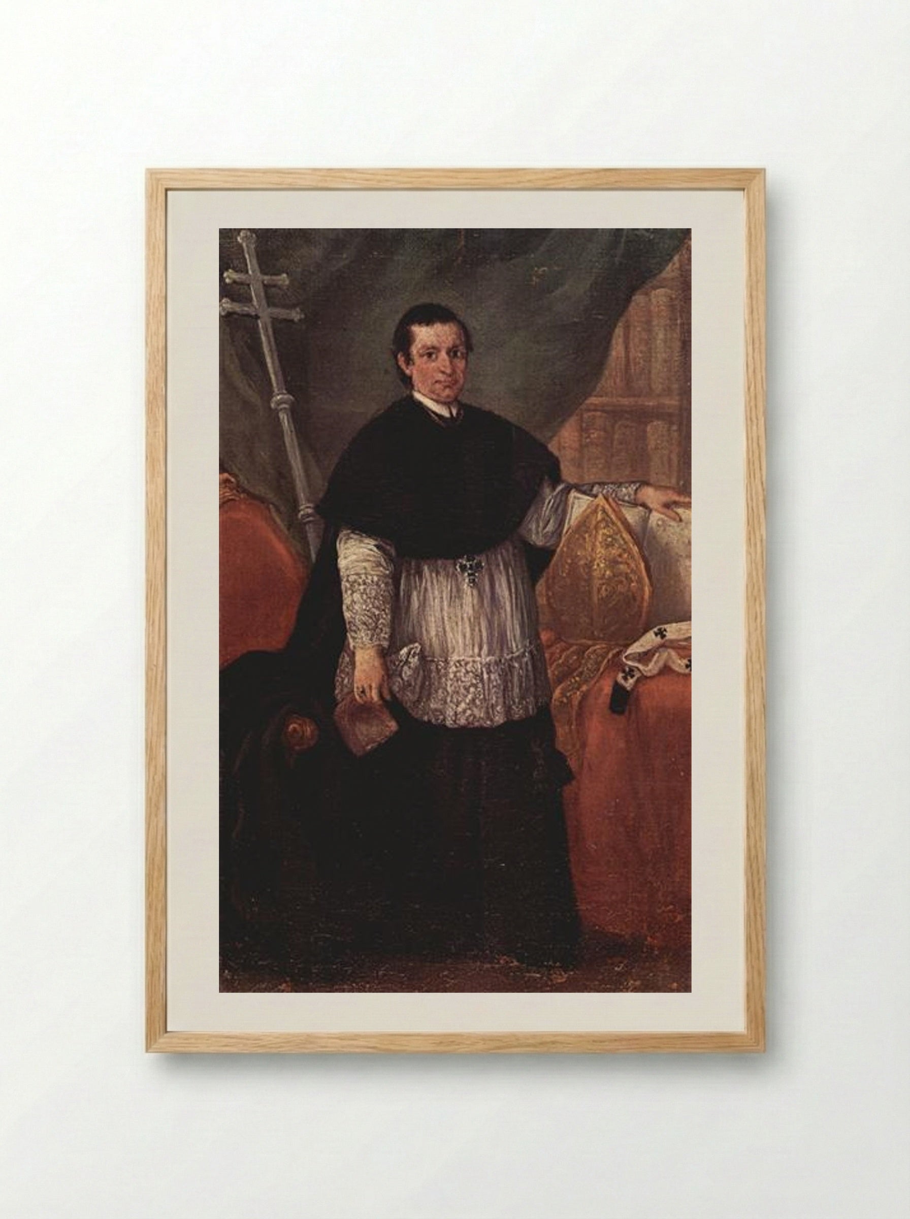 Portrait of Bishop Benedetto Ganassoni - Pietro Longhi - Framed Print Wood