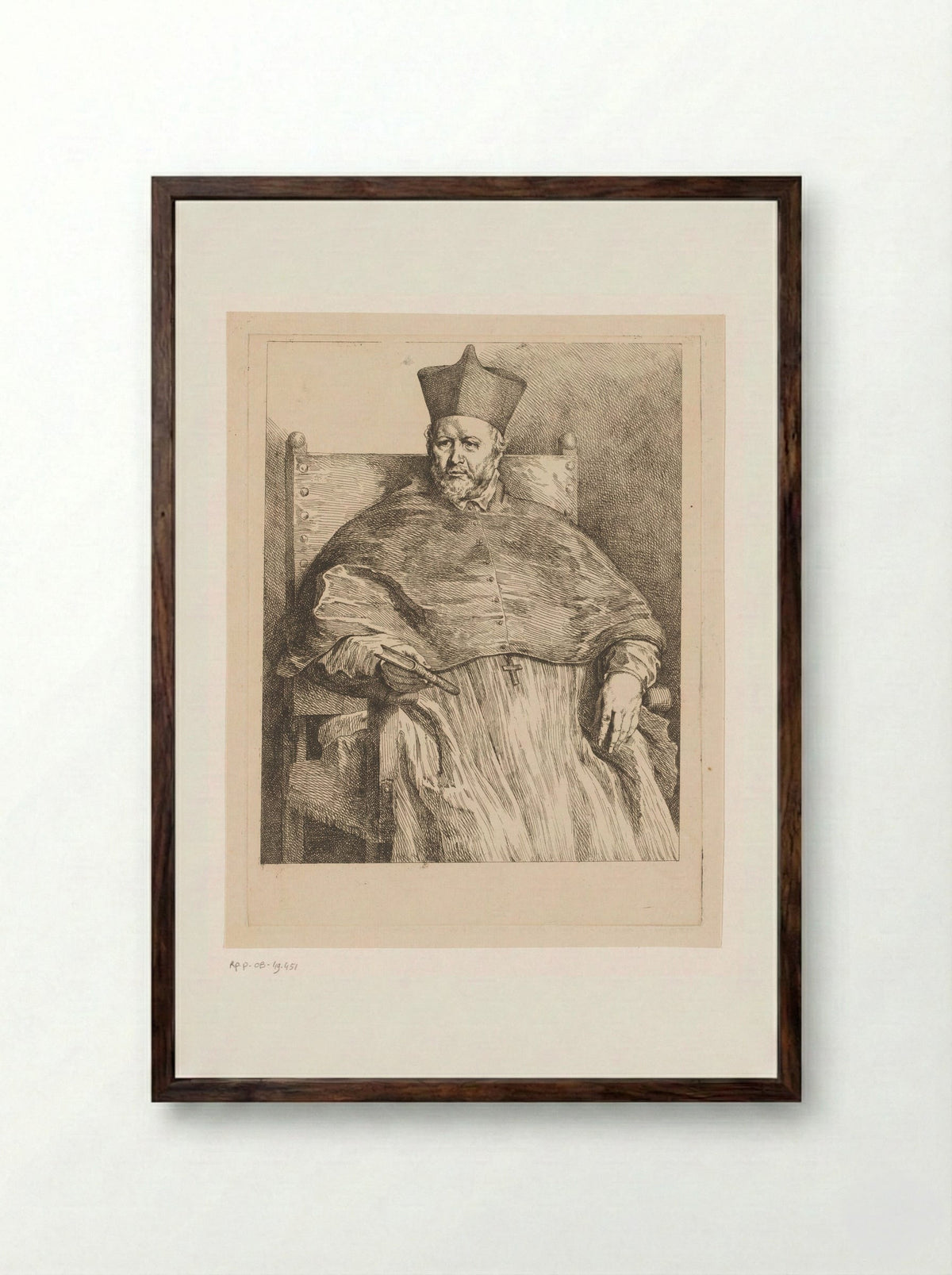 Portrait of Bishop Johannes Malderus - Andreas Bernardus de Quertenmont - Framed Print Dark Wood