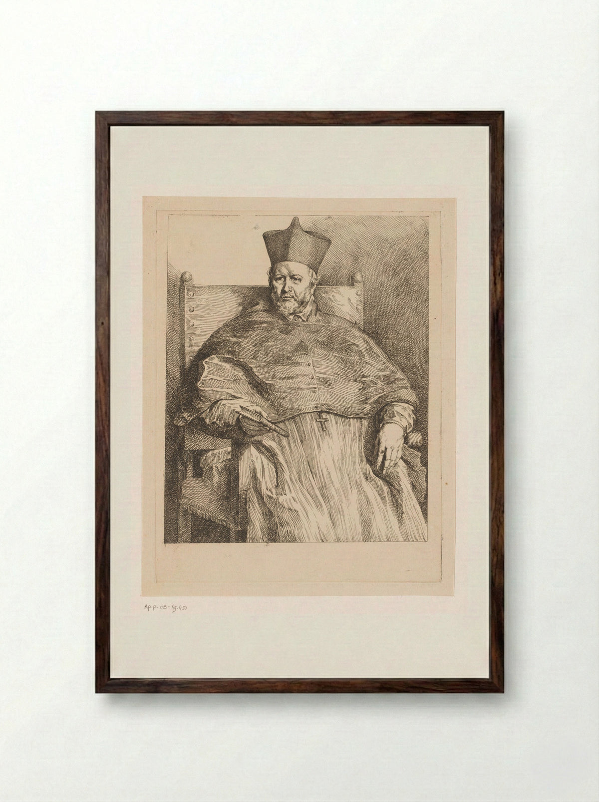 Portrait of Bishop Johannes Malderus - Andreas Bernardus de Quertenmont - Framed Print Dark Wood