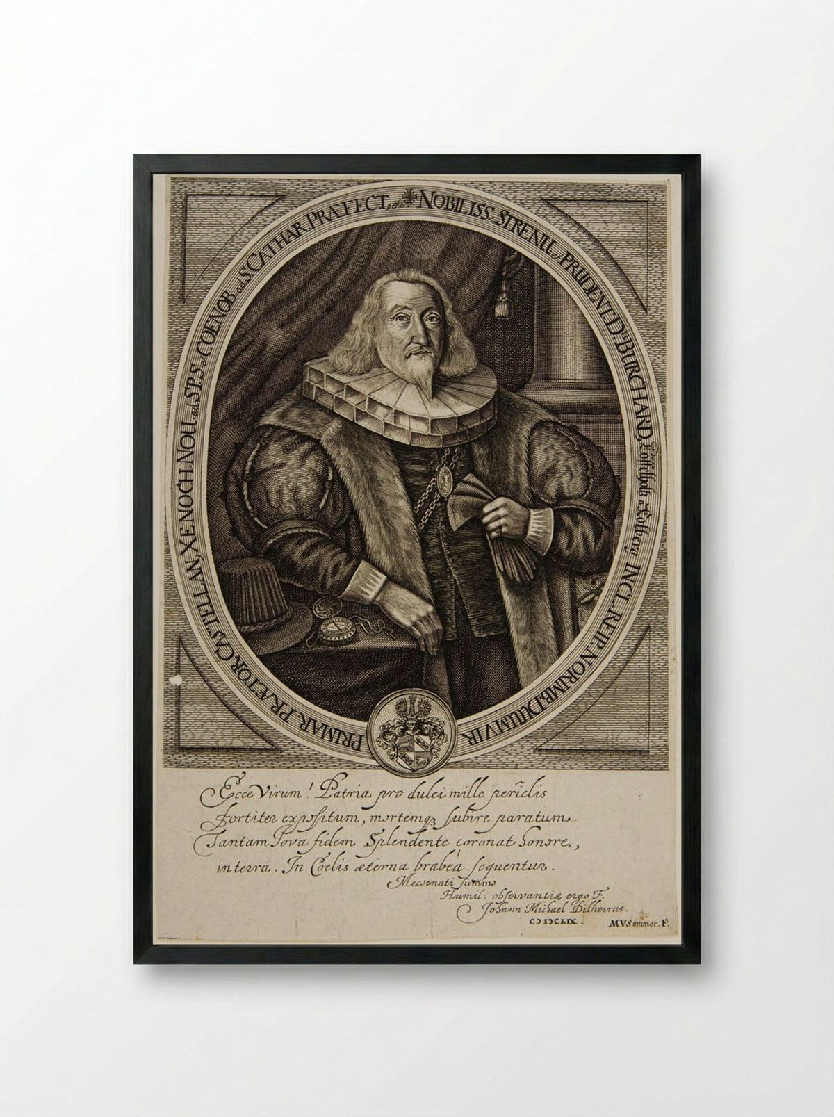Portrait of Burchard - Mathys van Somer - Framed Print Black