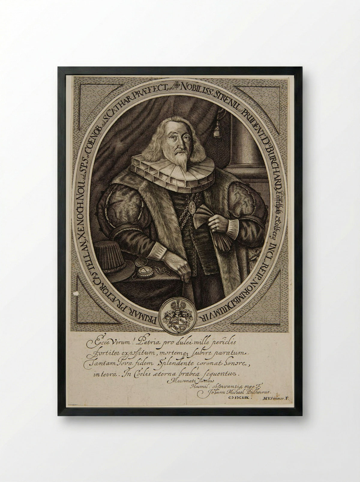 Portrait of Burchard - Mathys van Somer - Framed Print Black