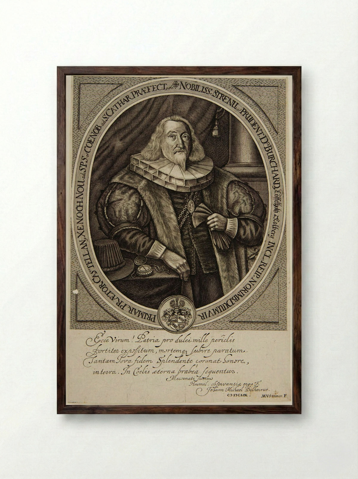 Portrait of Burchard - Mathys van Somer - Framed Print Dark Wood