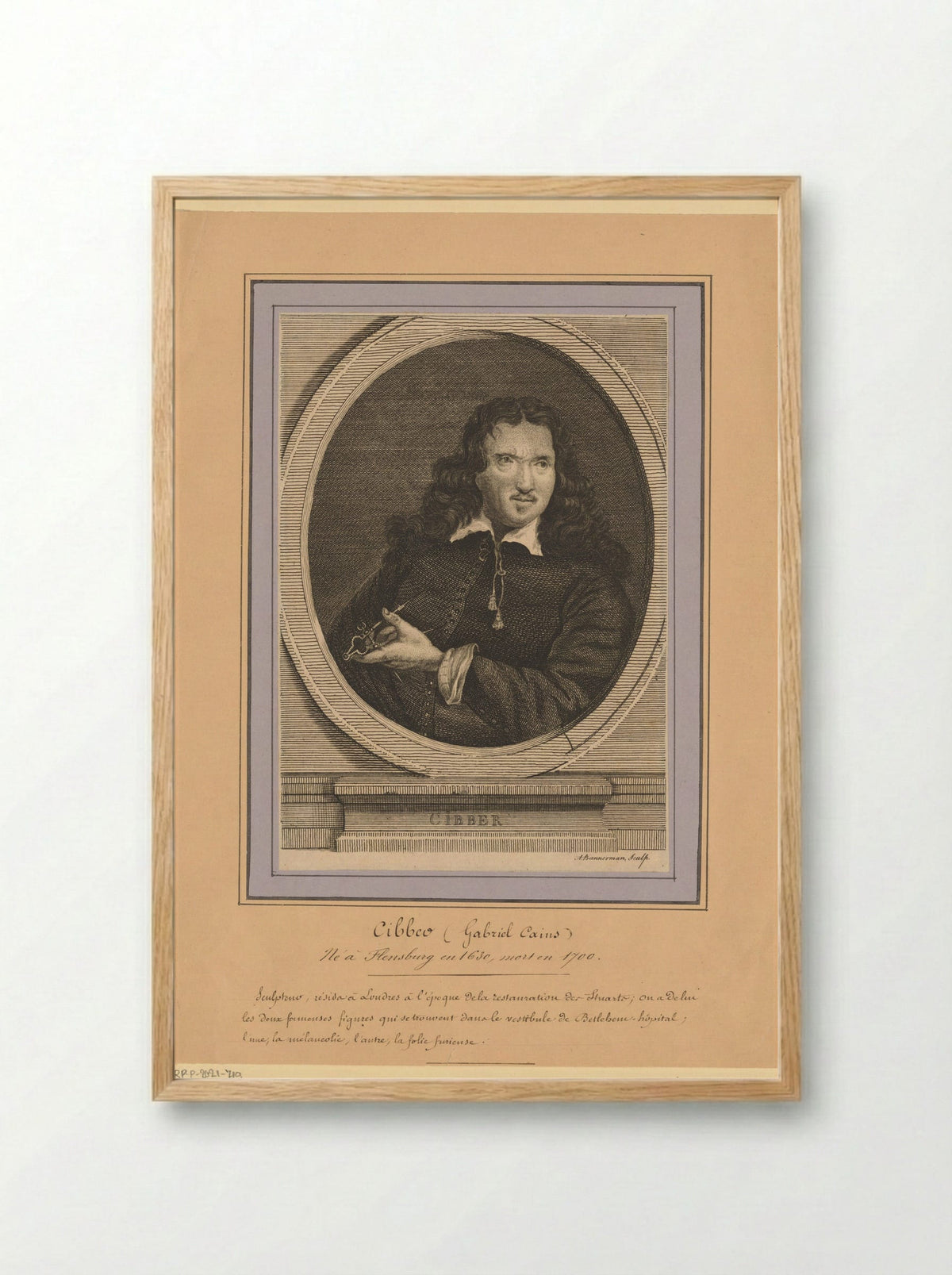 Portrait of Caius Gabriel Cibber - Alexander Bannerman - Framed Print Wood