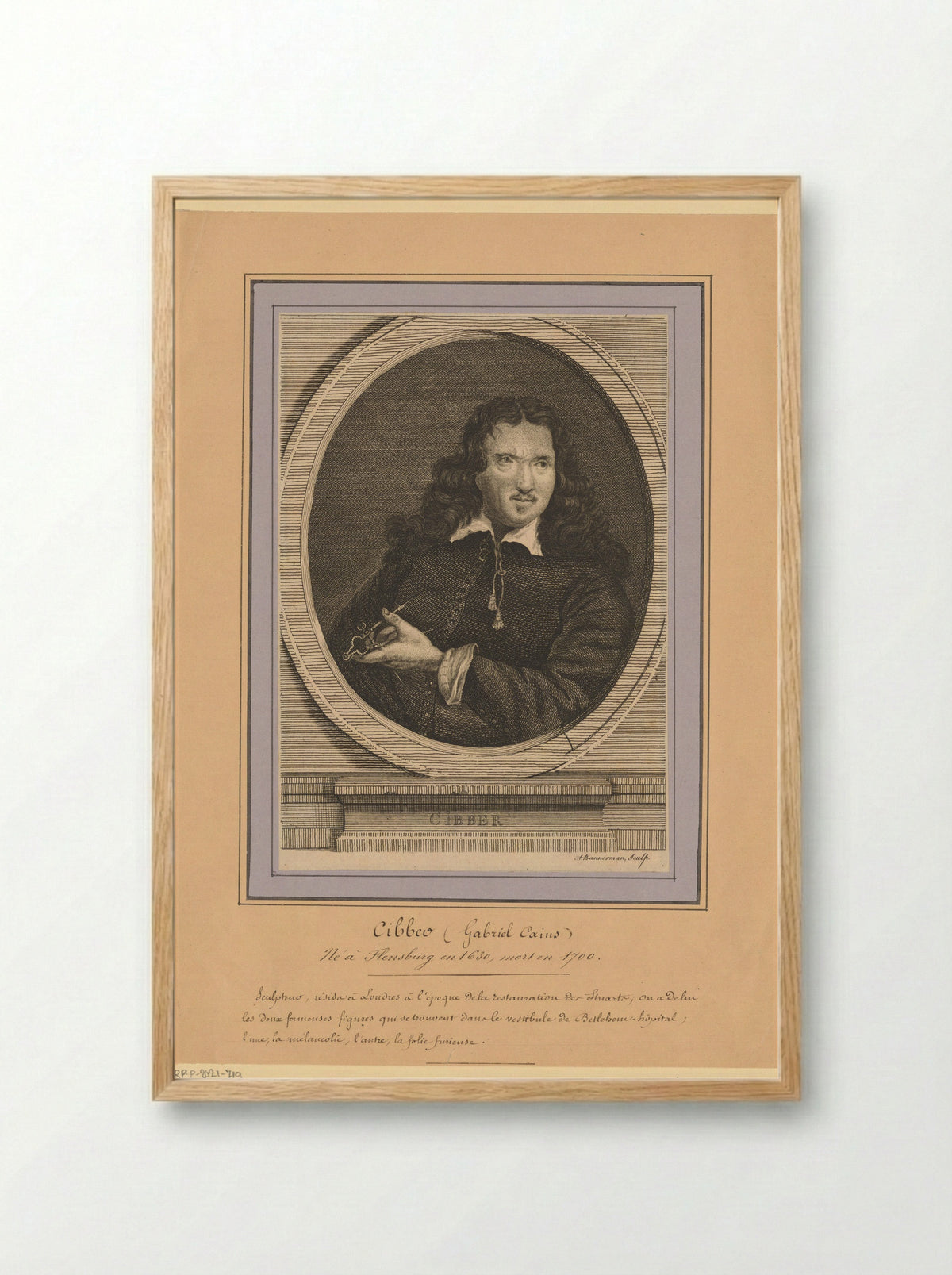 Portrait of Caius Gabriel Cibber - Alexander Bannerman - Framed Print Wood