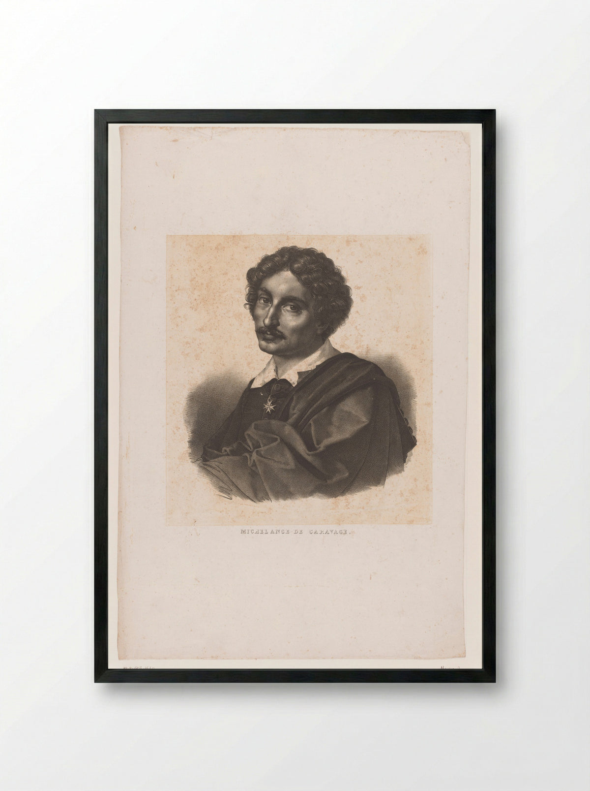 Portrait of Caravaggio - François Jean Villain - Framed Print Black