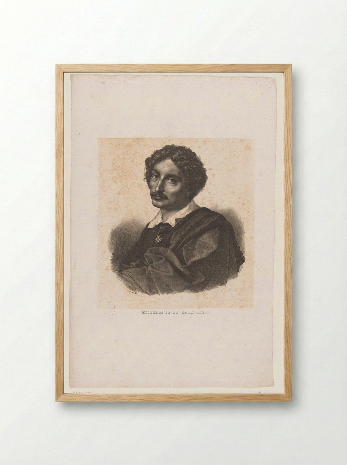 Portrait of Caravaggio - François Jean Villain - Framed Print Wood