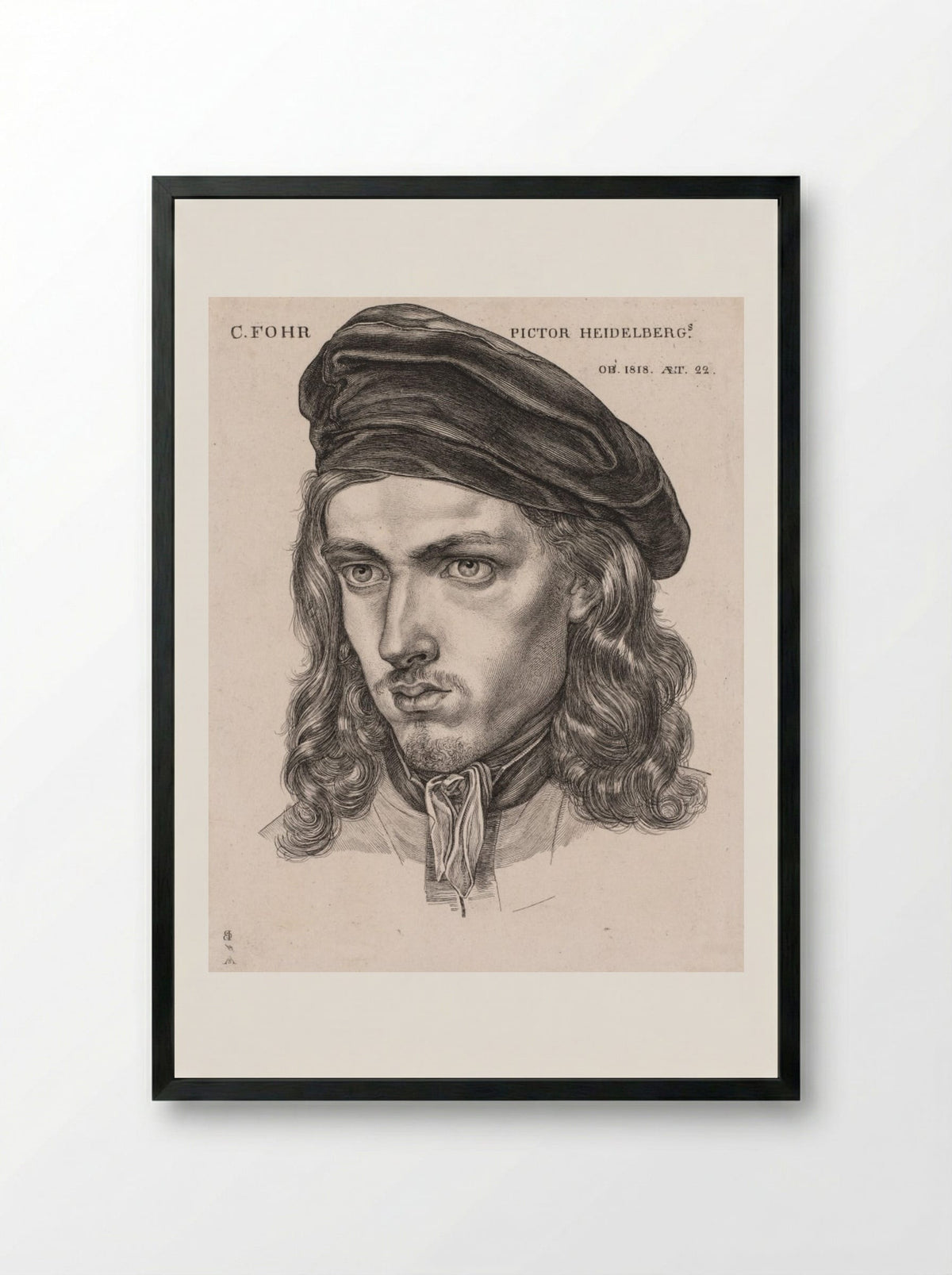 Portrait of Carl Philipp Fohr - Samuel Amsler - Framed Print Black