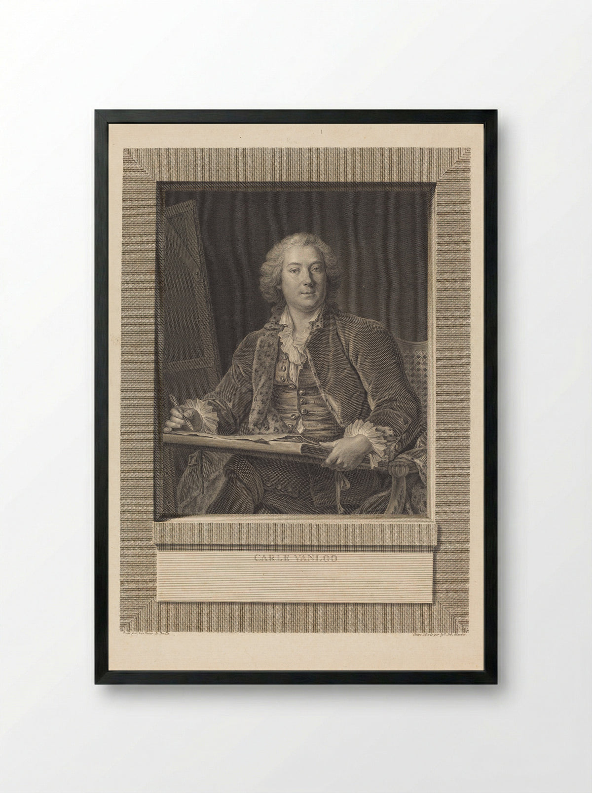 Portrait of Carle van Loo - Ignaz Sebastian Klauber - Framed Print Black